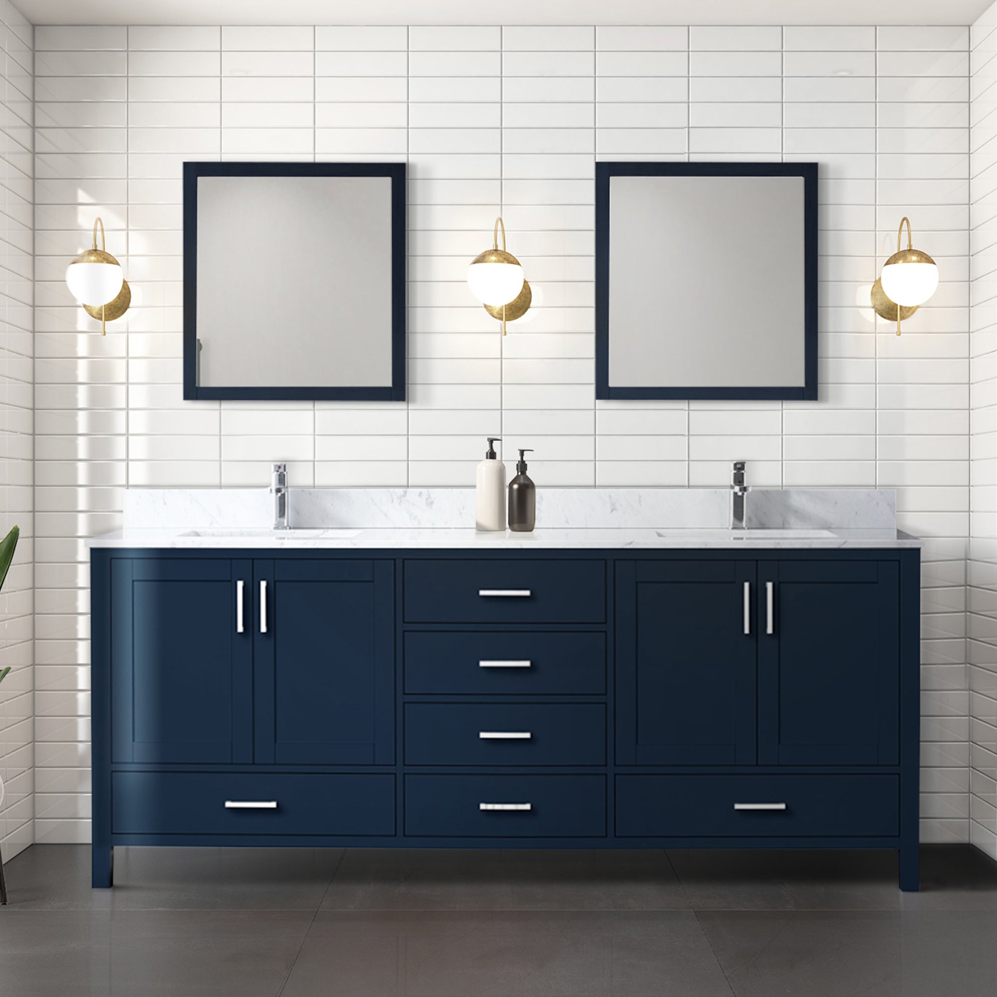 Jacques 80 in. W x 22 in. D Navy Blue Double Bath Vanity