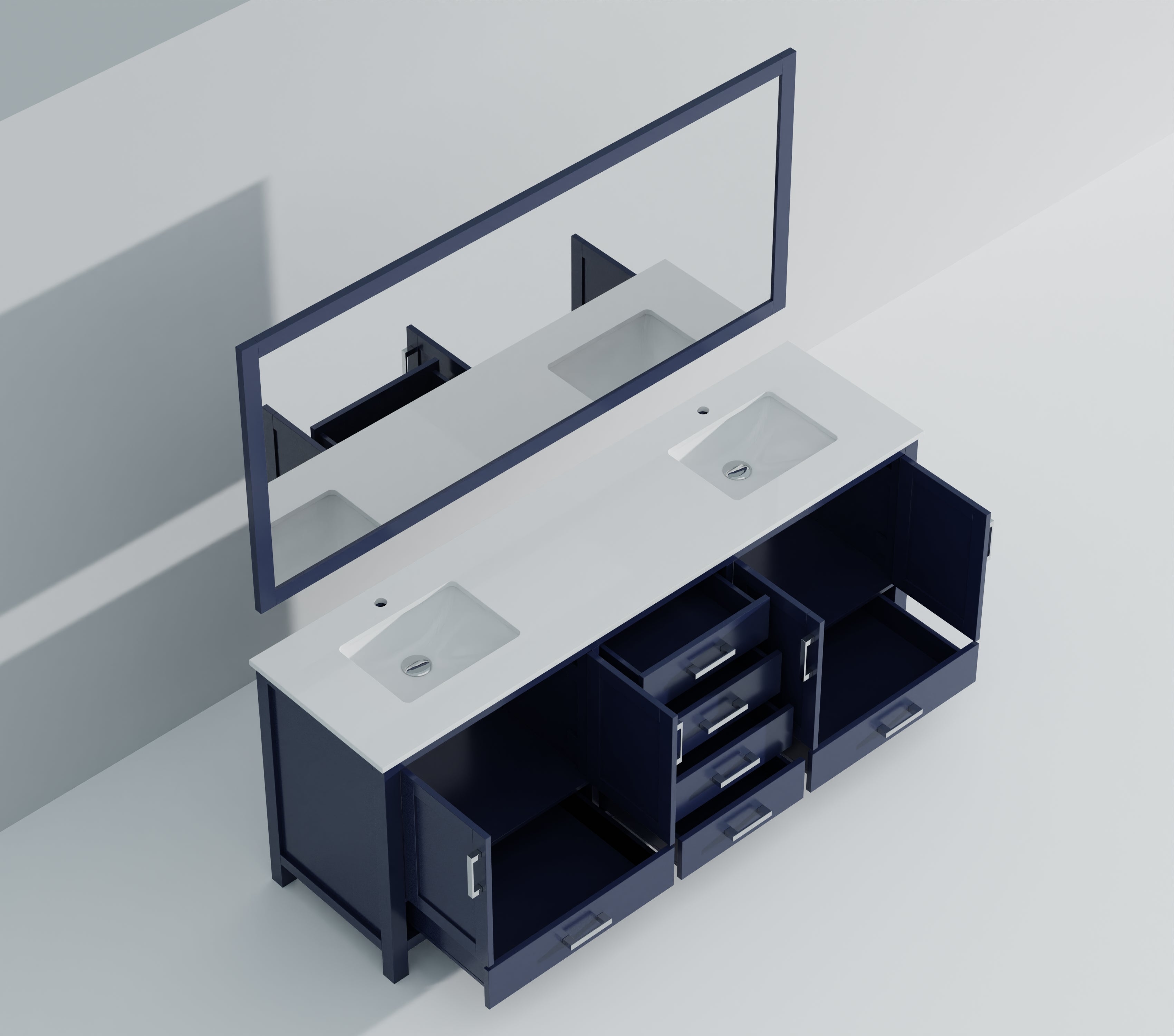Jacques 80 in. W x 22 in. D Navy Blue Double Bath Vanity