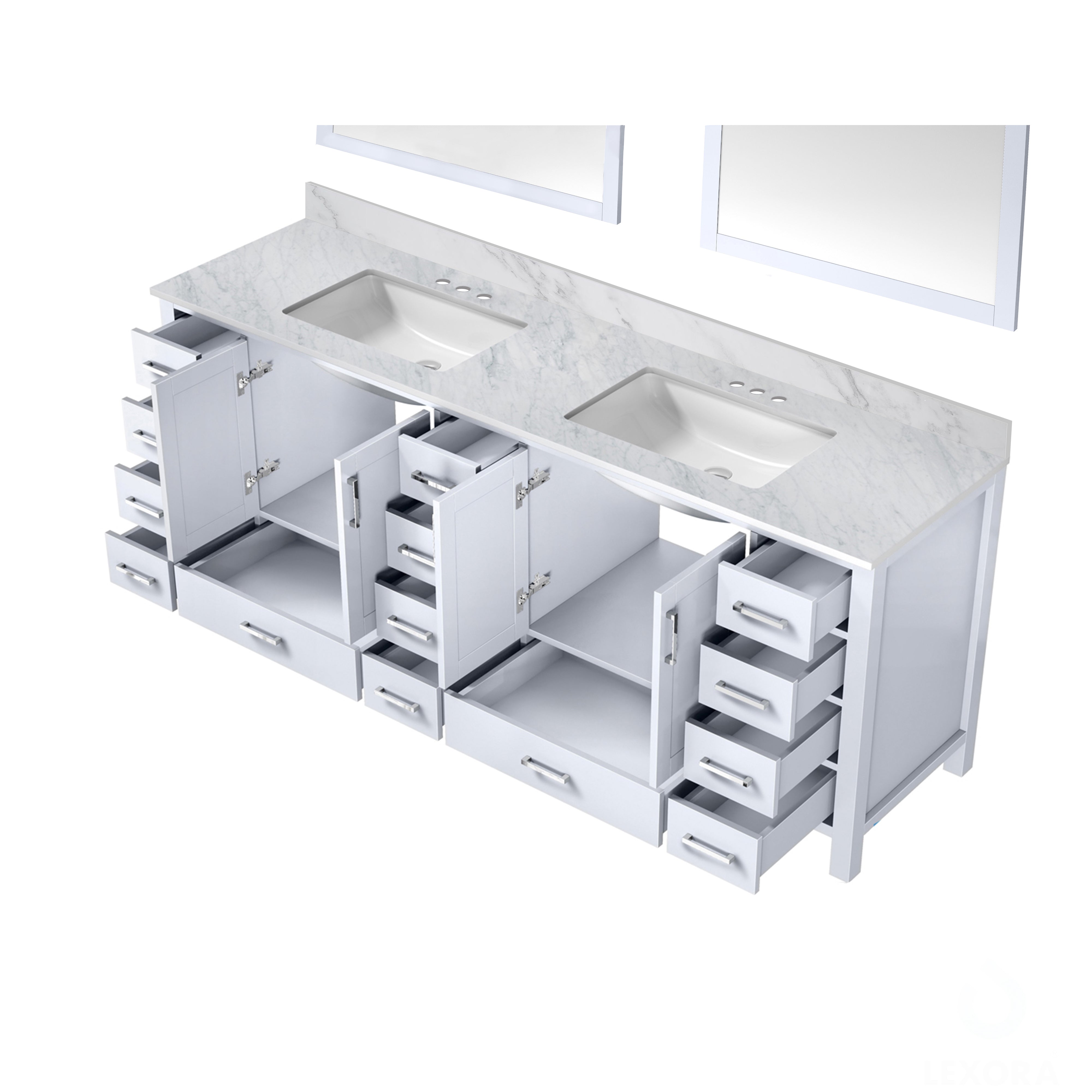 Jacques 84 in. W x 22 in. D White Double Bath Vanity