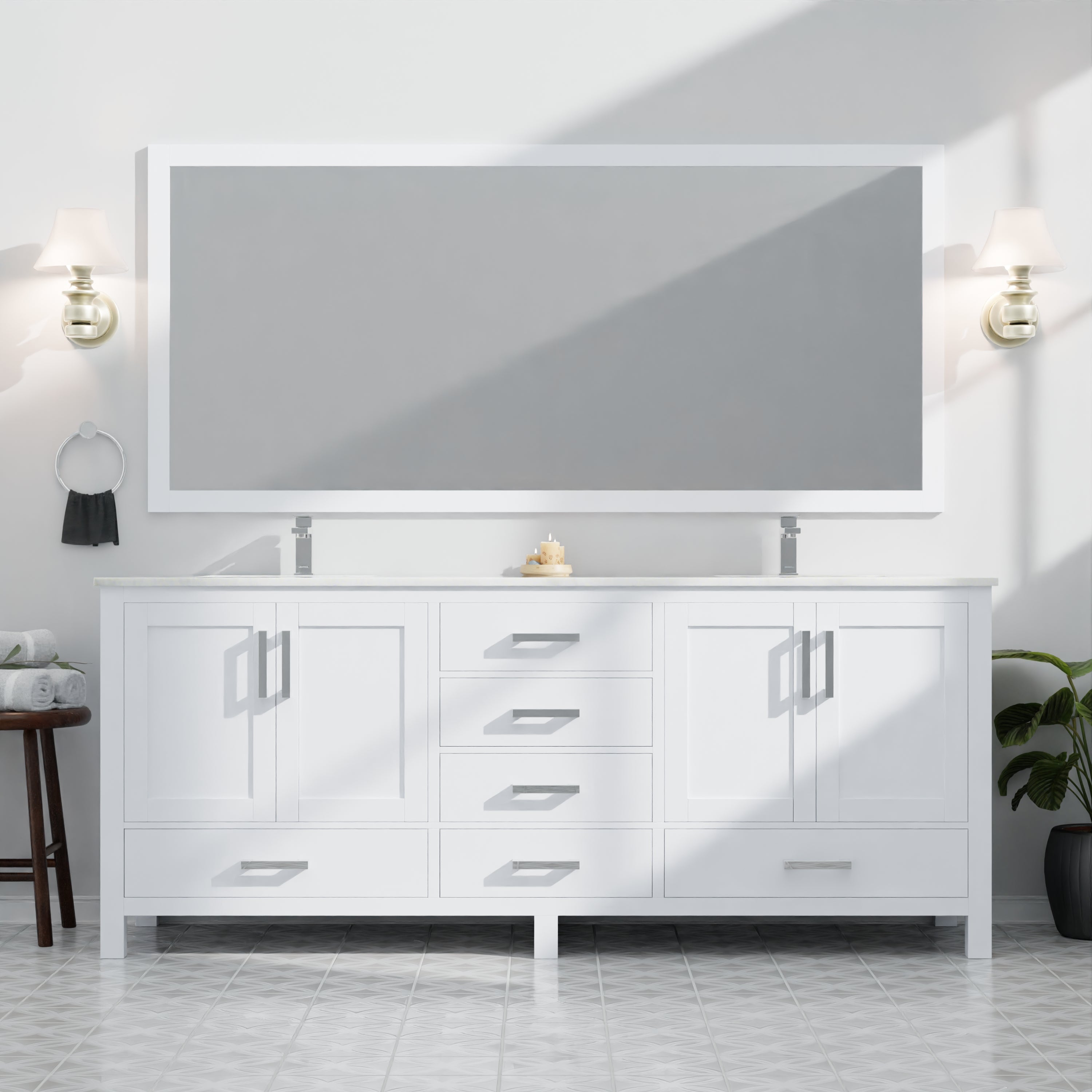 Jacques 84 in. W x 22 in. D White Double Bath Vanity