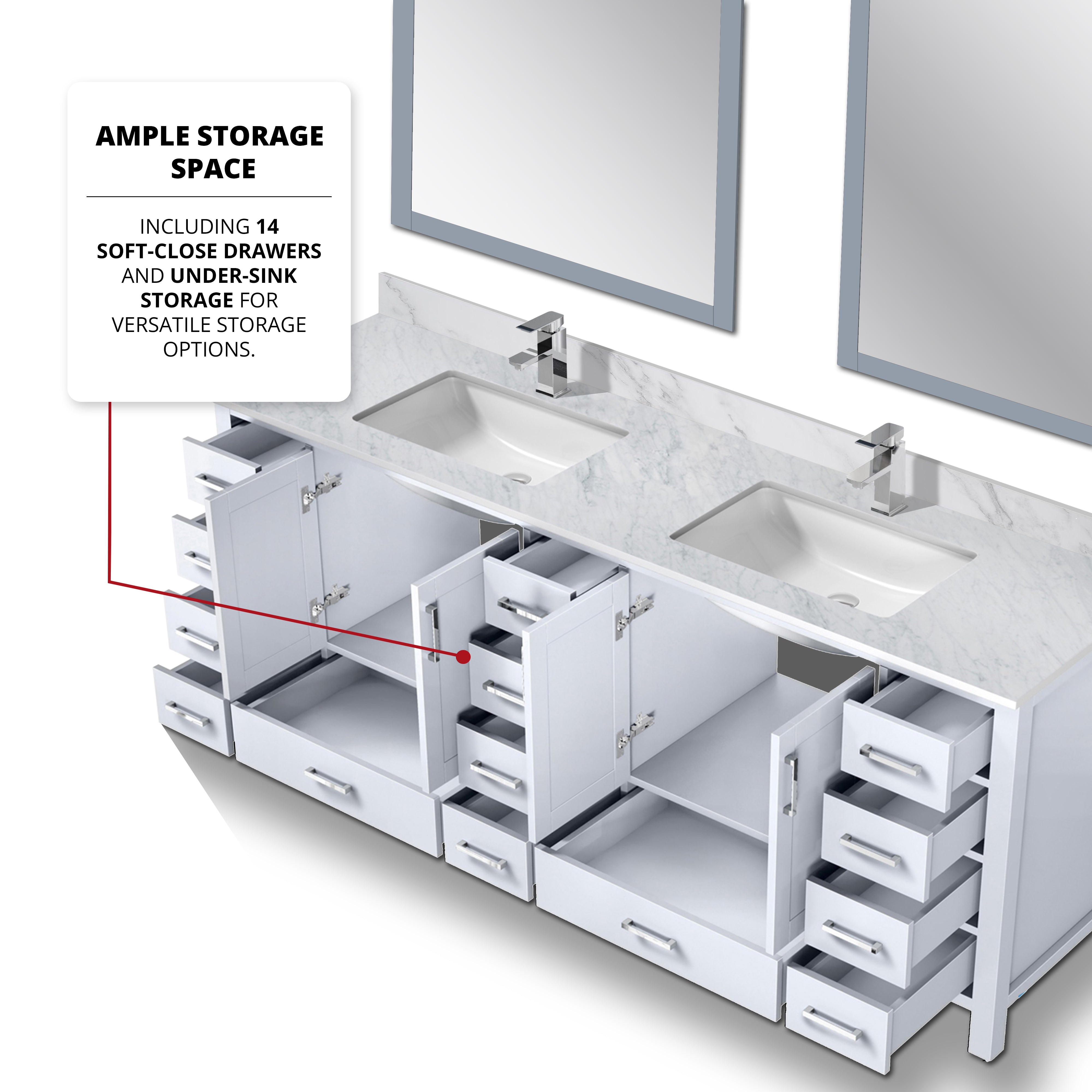 Jacques 84 in. W x 22 in. D White Double Bath Vanity