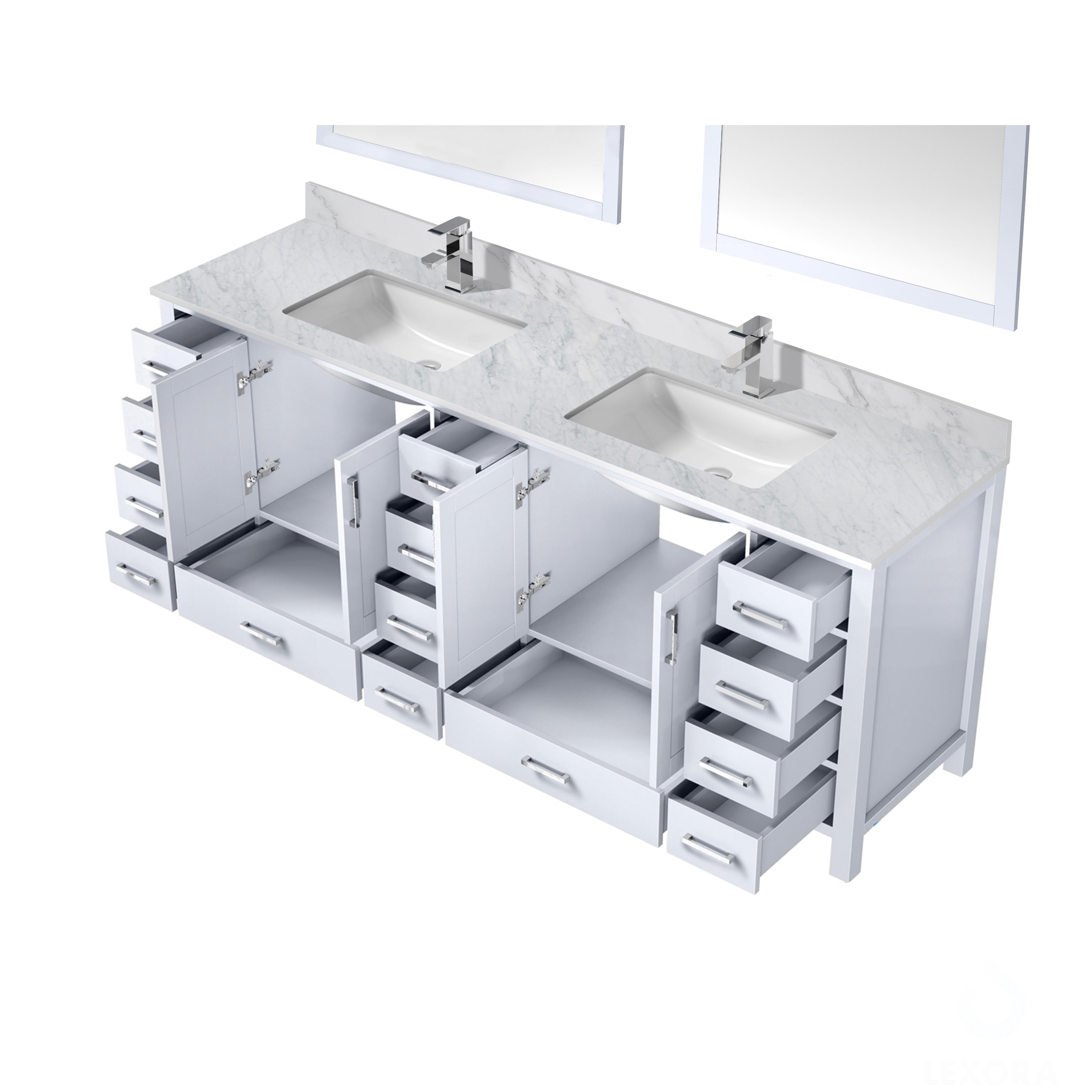 Jacques 84 in. W x 22 in. D White Double Bath Vanity