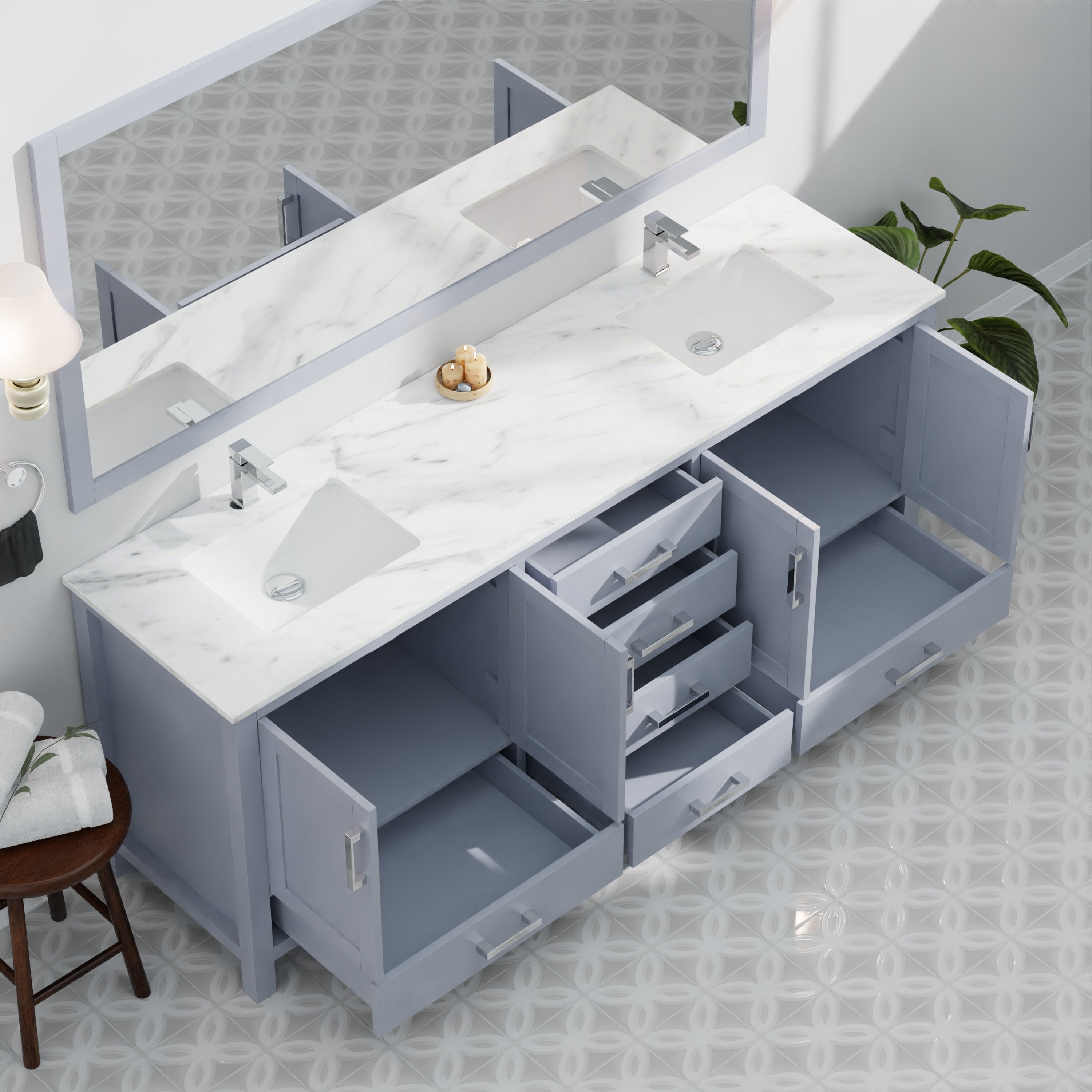 Jacques 84 in. W x 22 in. D Dark Grey Double Bath Vanity