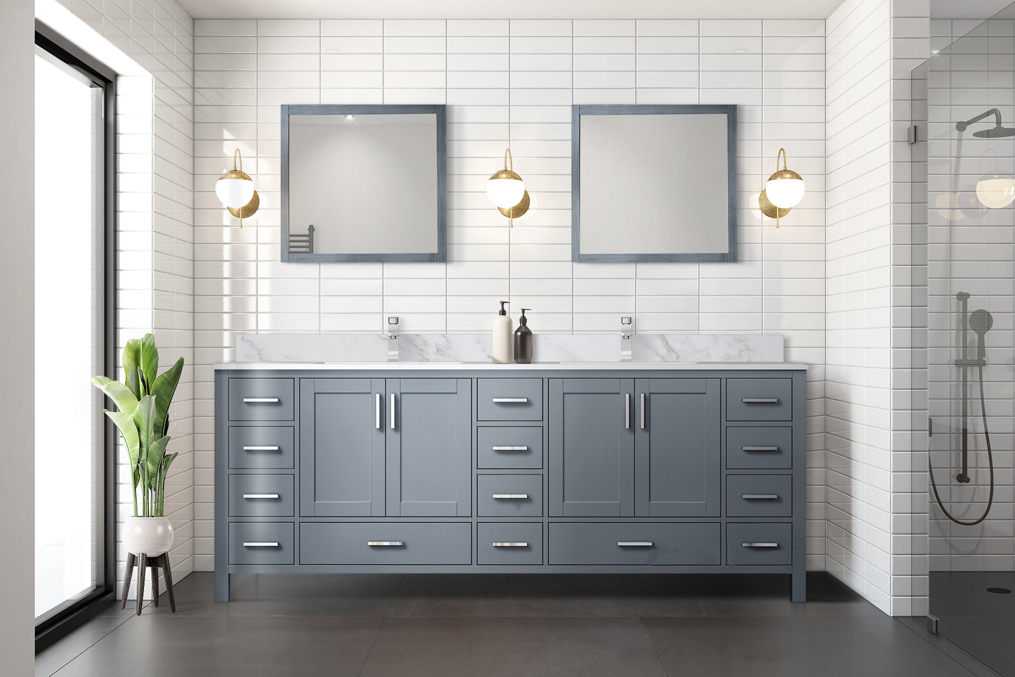 Jacques 84 in. W x 22 in. D Dark Grey Double Bath Vanity
