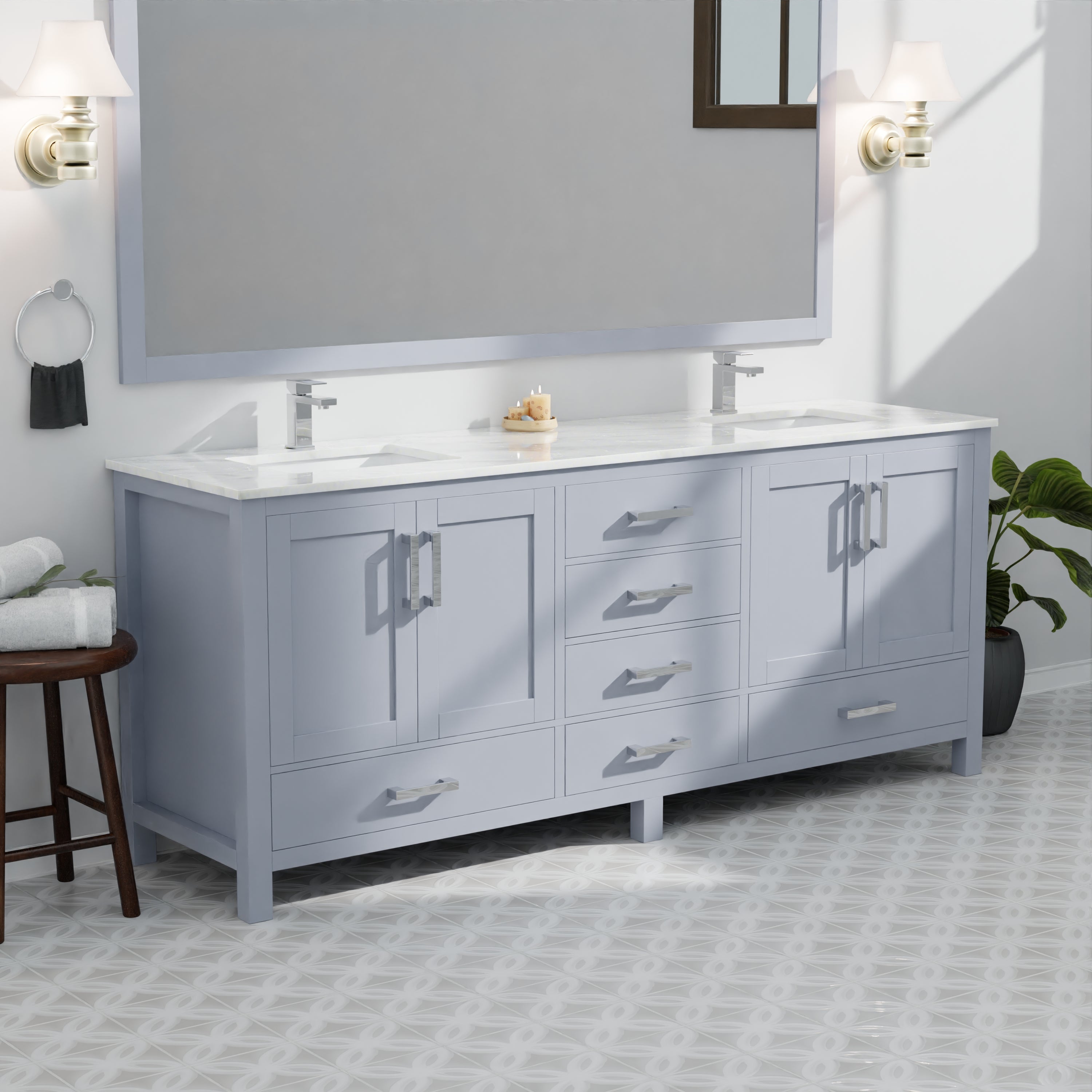 Jacques 84 in. W x 22 in. D Dark Grey Double Bath Vanity