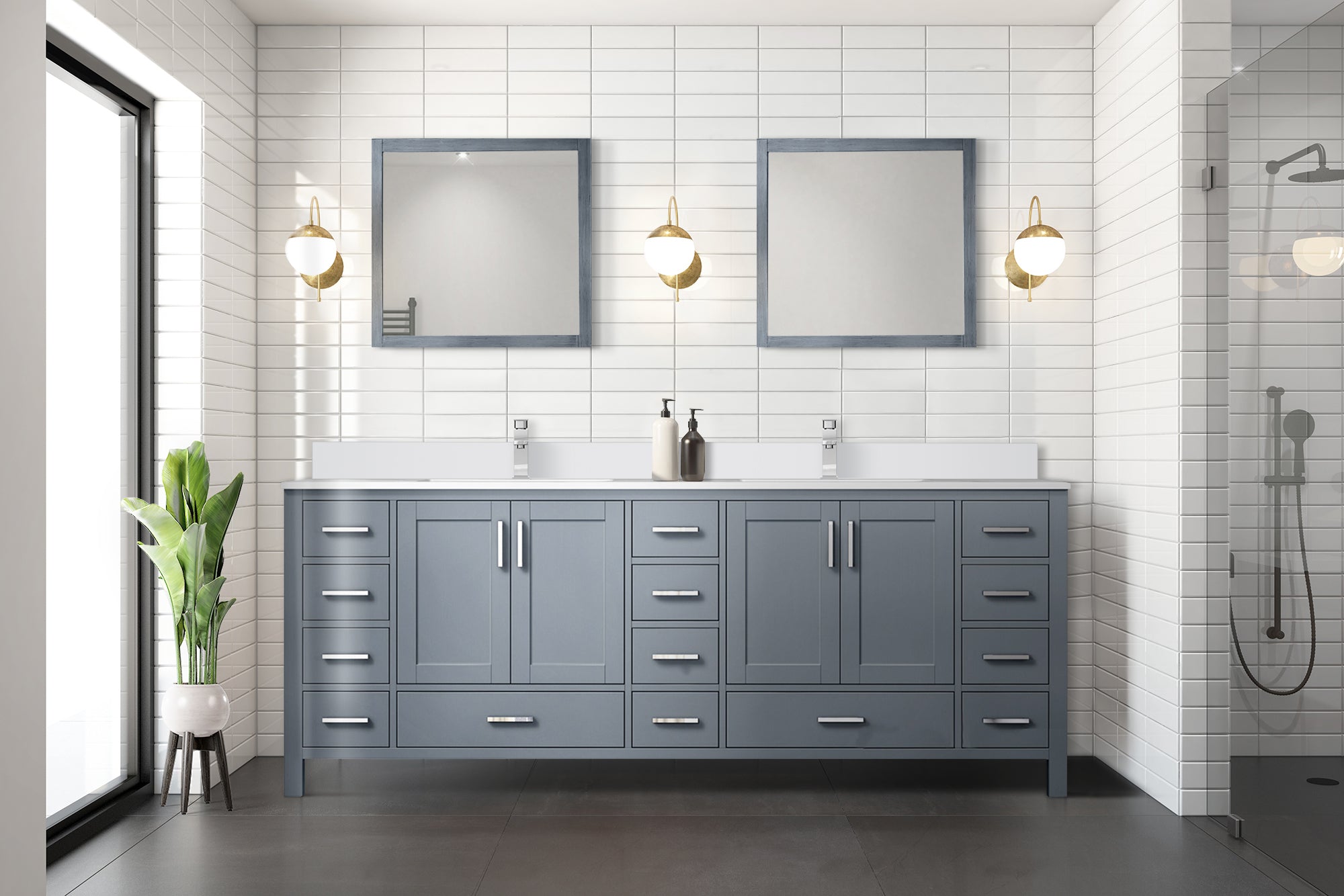 Jacques 84 in. W x 22 in. D Dark Grey Double Bath Vanity