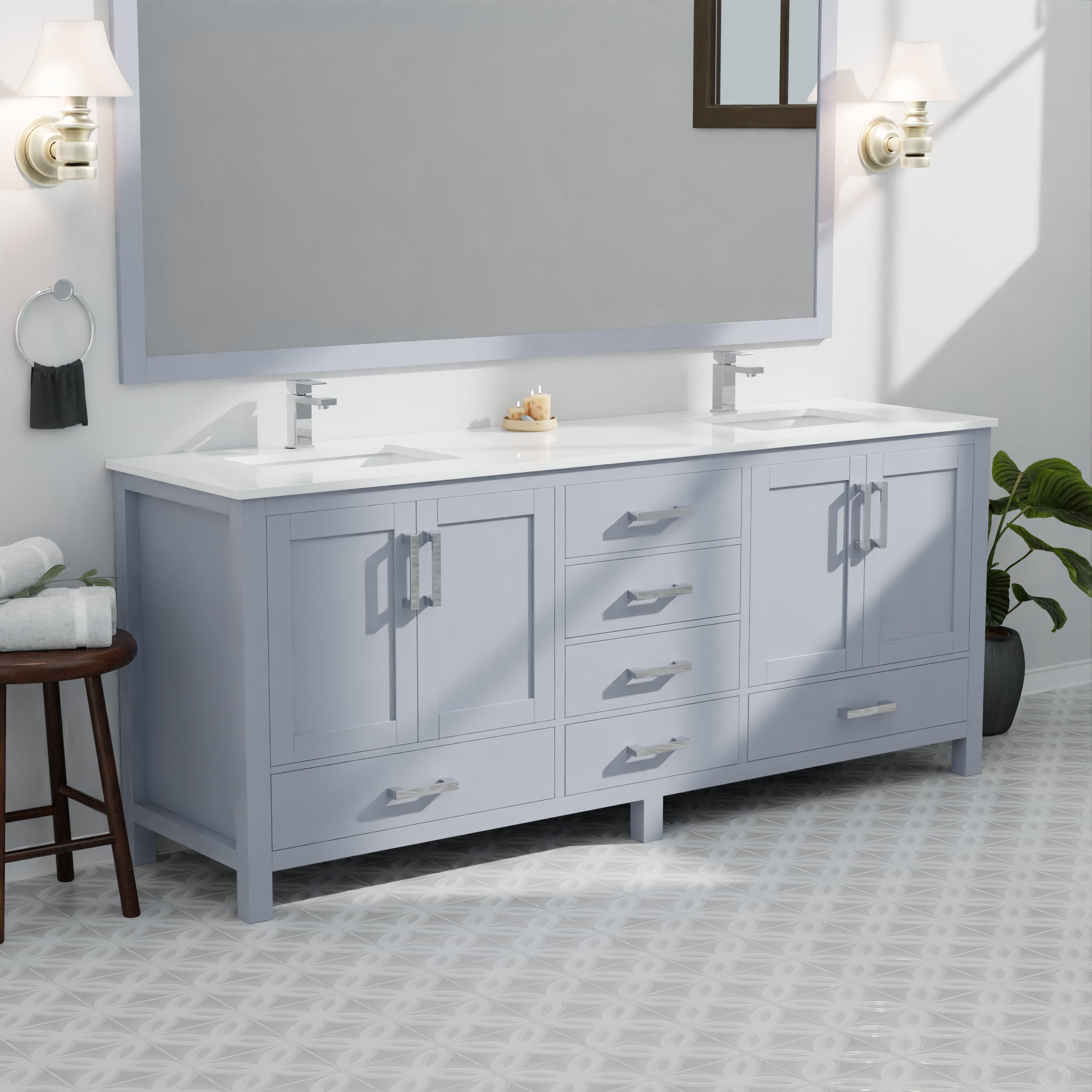 Jacques 84 in. W x 22 in. D Dark Grey Double Bath Vanity