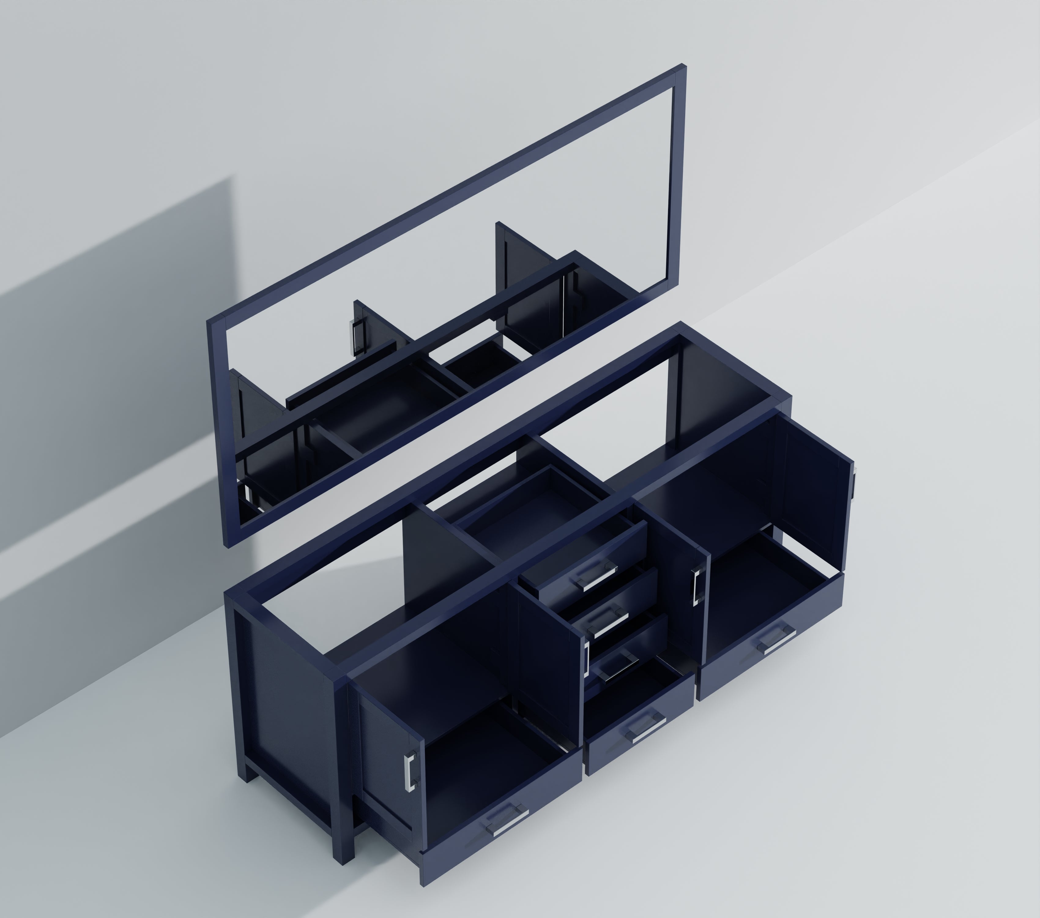 Jacques 84 in. W x 22 in. D Navy Blue Double Bath Vanity
