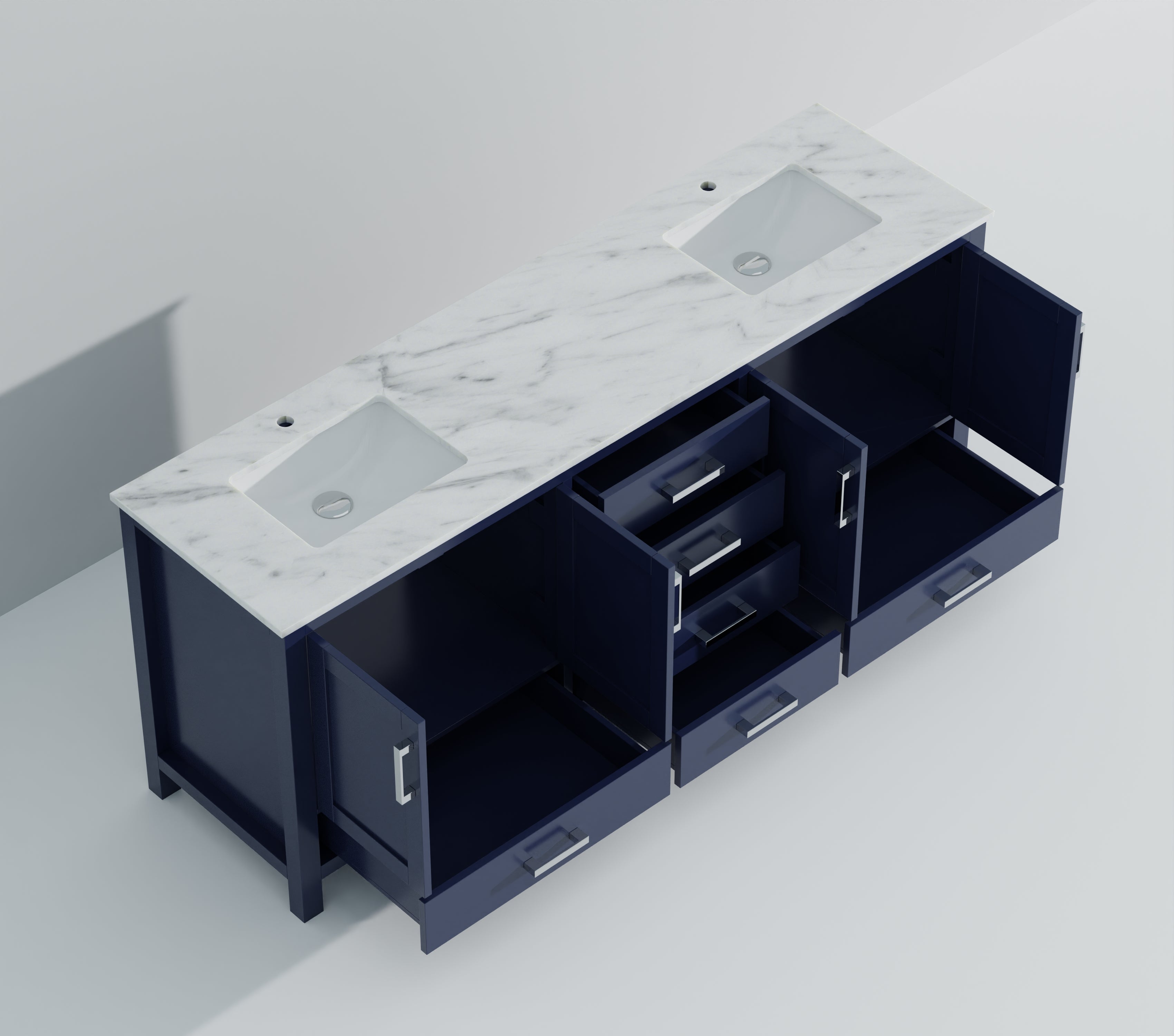 Jacques 84 in. W x 22 in. D Navy Blue Double Bath Vanity