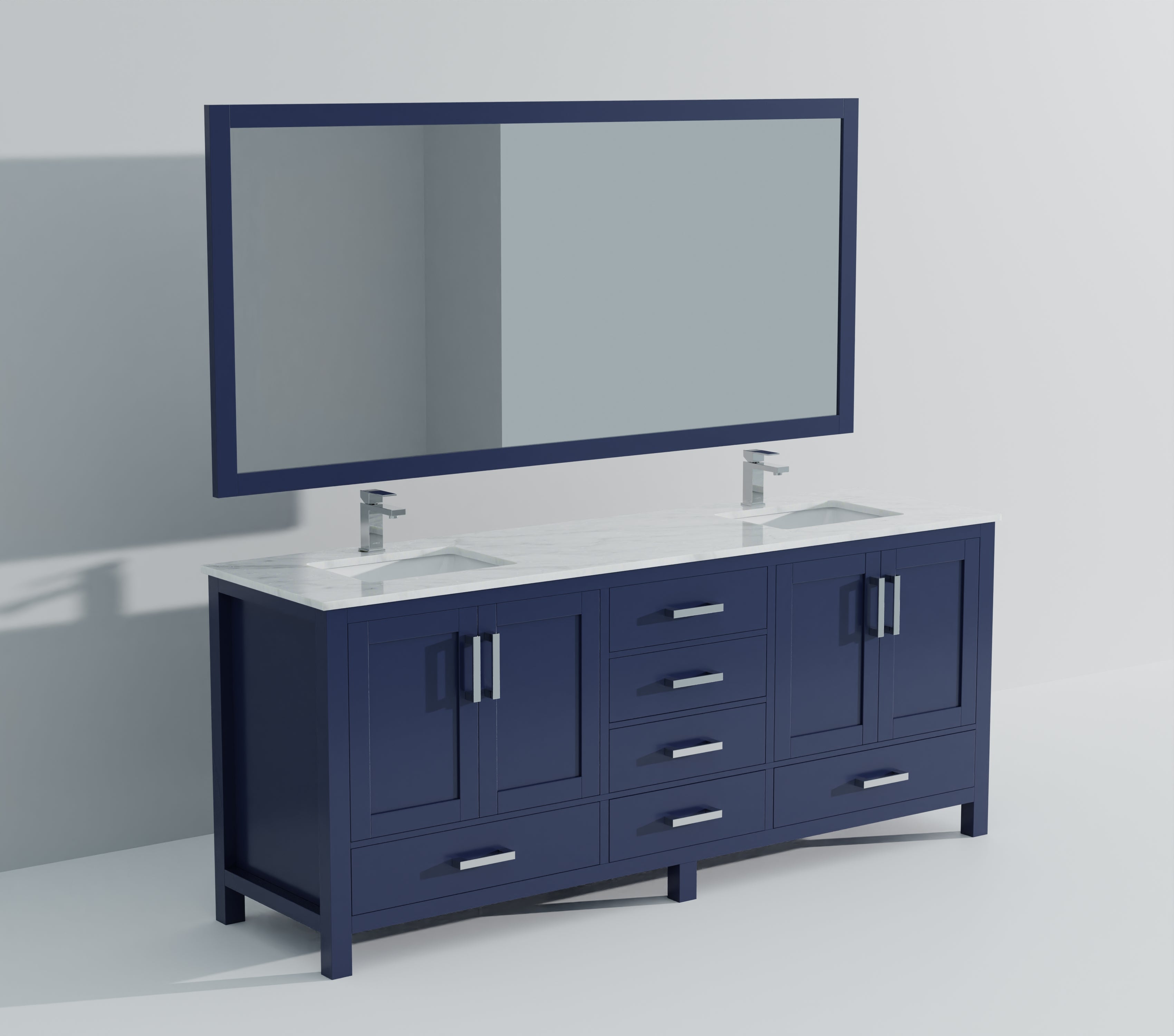 Jacques 84 in. W x 22 in. D Navy Blue Double Bath Vanity