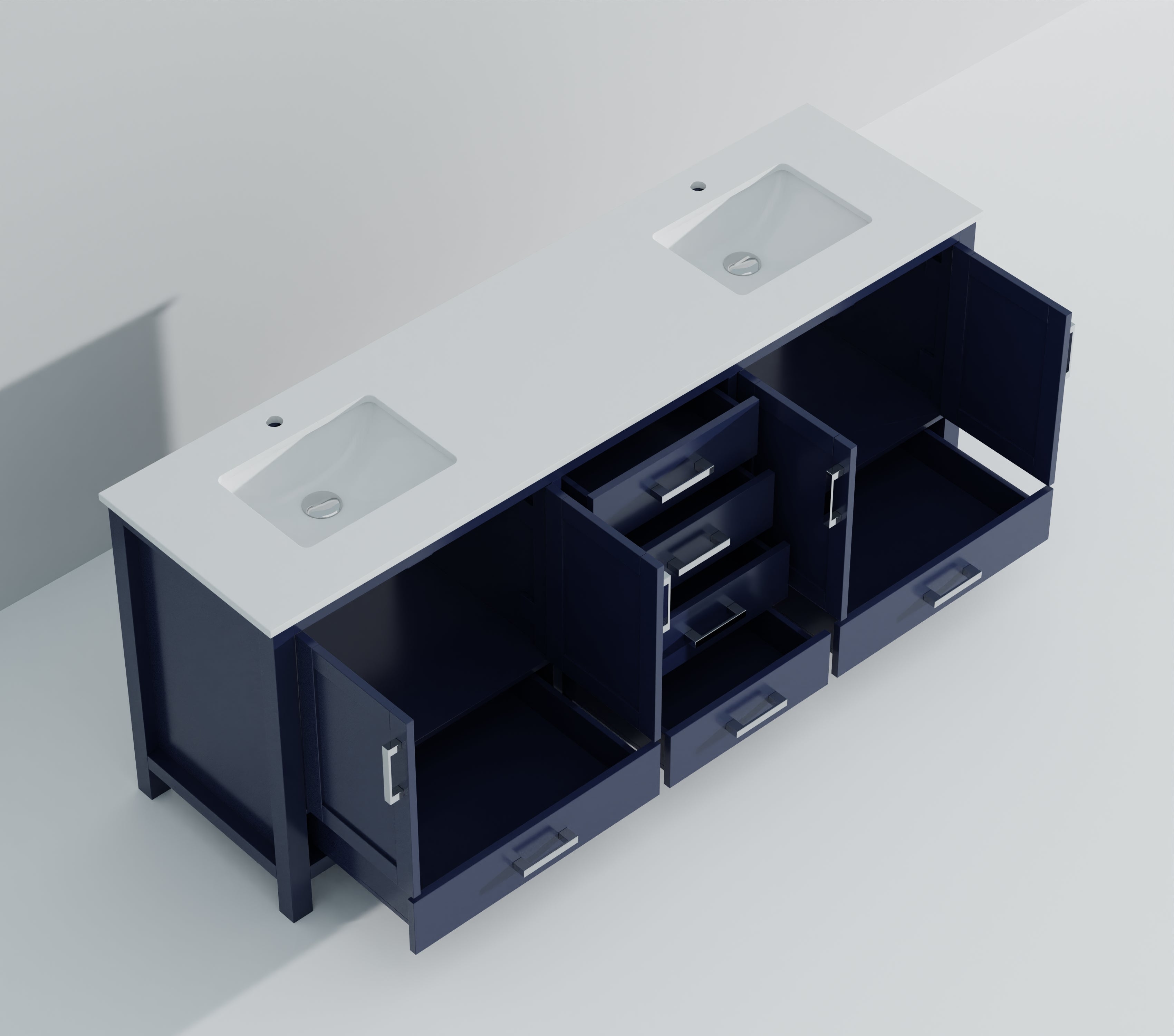 Jacques 84 in. W x 22 in. D Navy Blue Double Bath Vanity