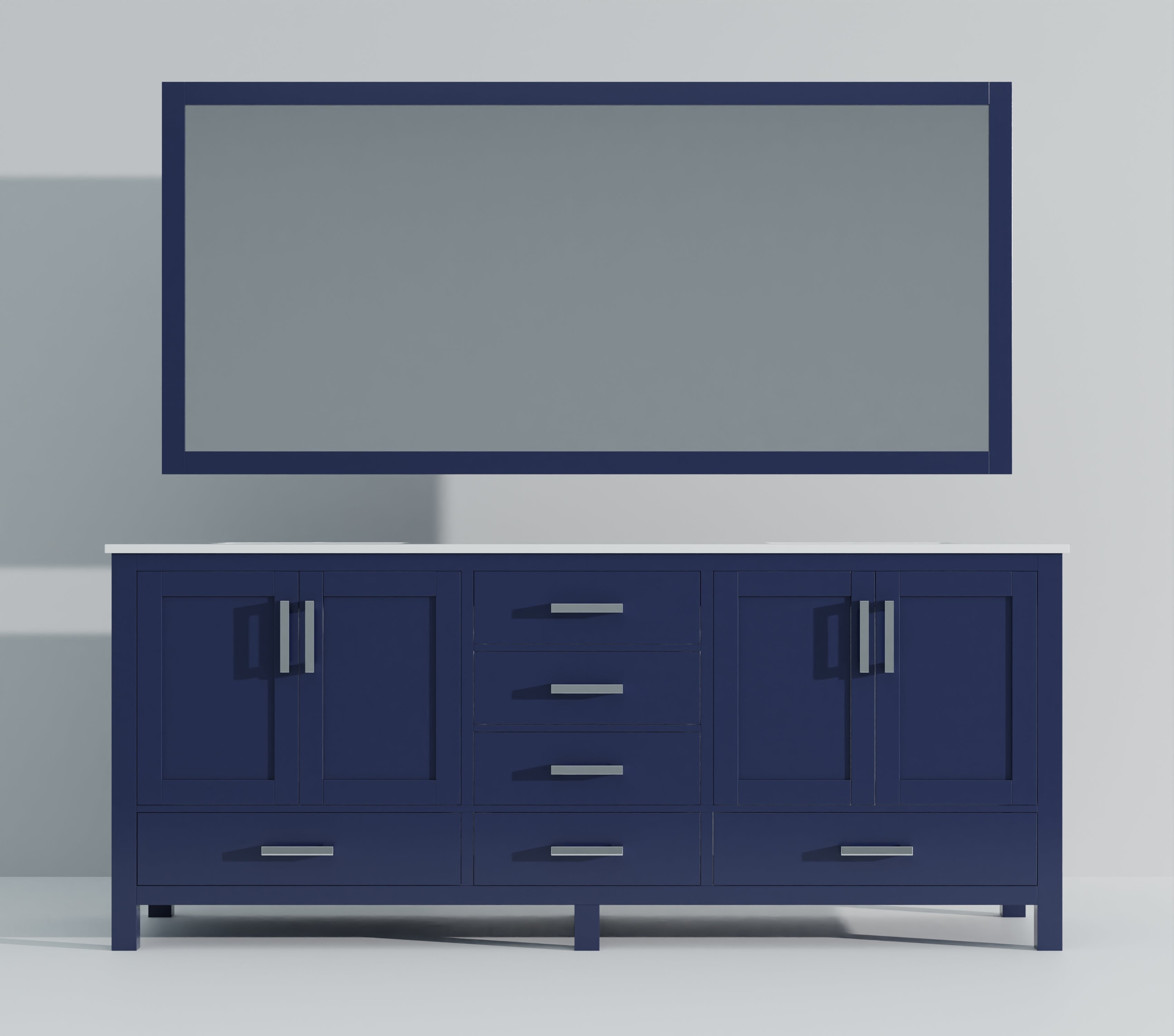 Jacques 84 in. W x 22 in. D Navy Blue Double Bath Vanity