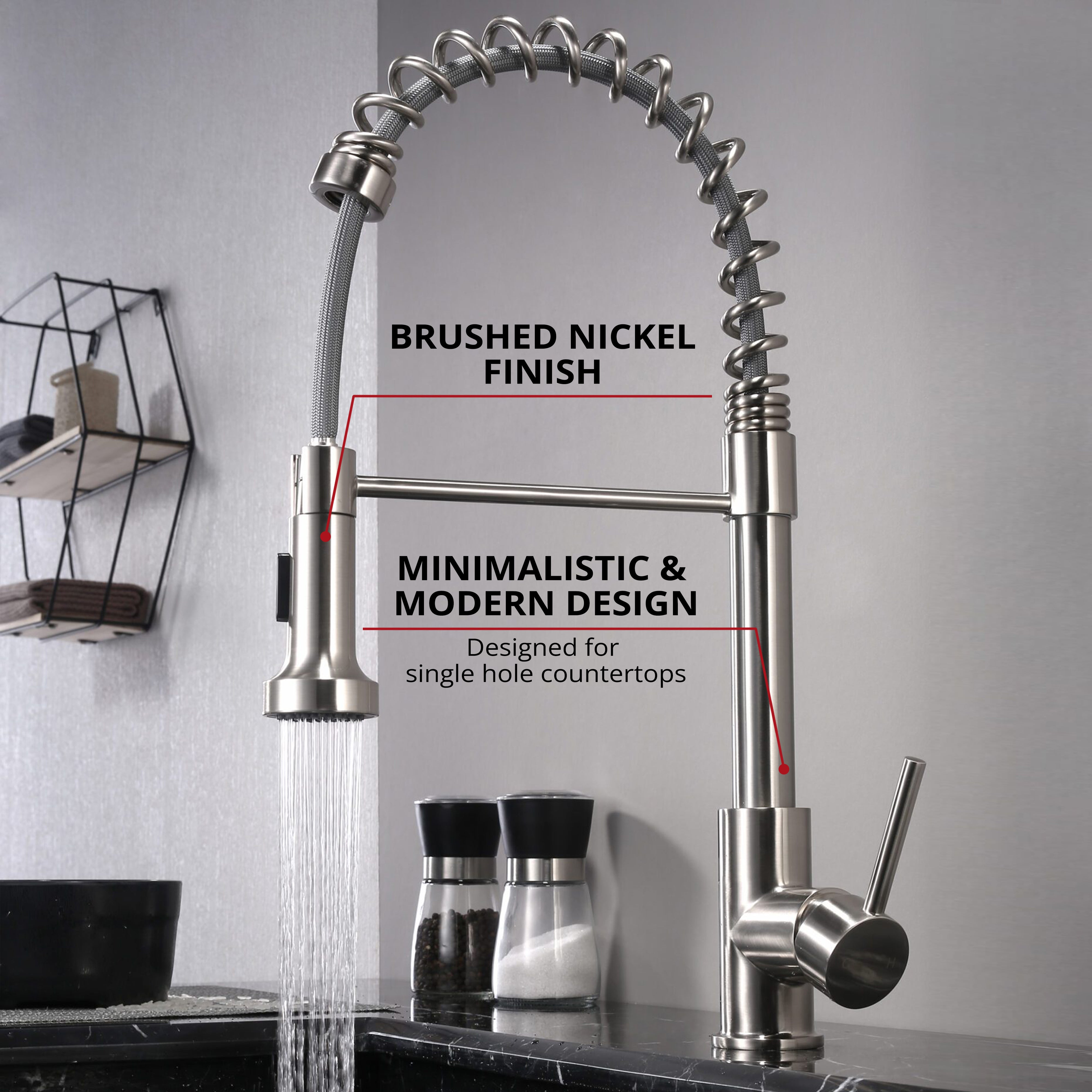 Lanuvio Brass Single-Handle Pull-Down Spray Kitchen Faucet