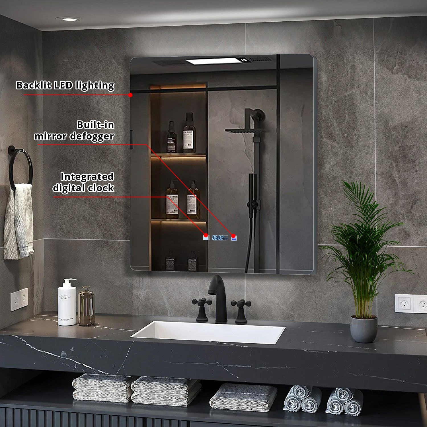 Lugano 30 in. W x 32 in. H LED Bathroom Vanity Mirror