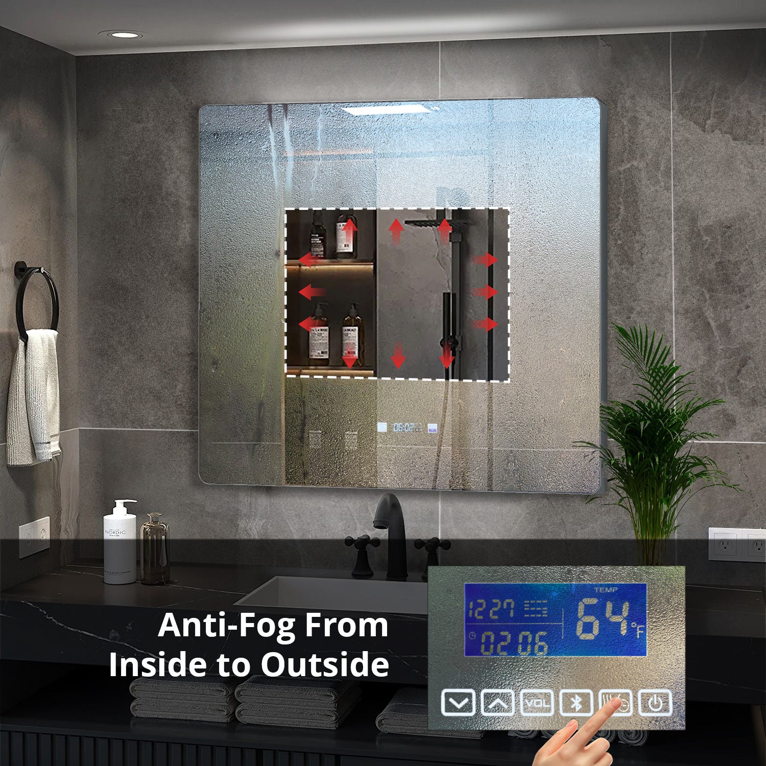 Lugano 36 in. W x 32 in. H LED Bathroom Vanity Mirror