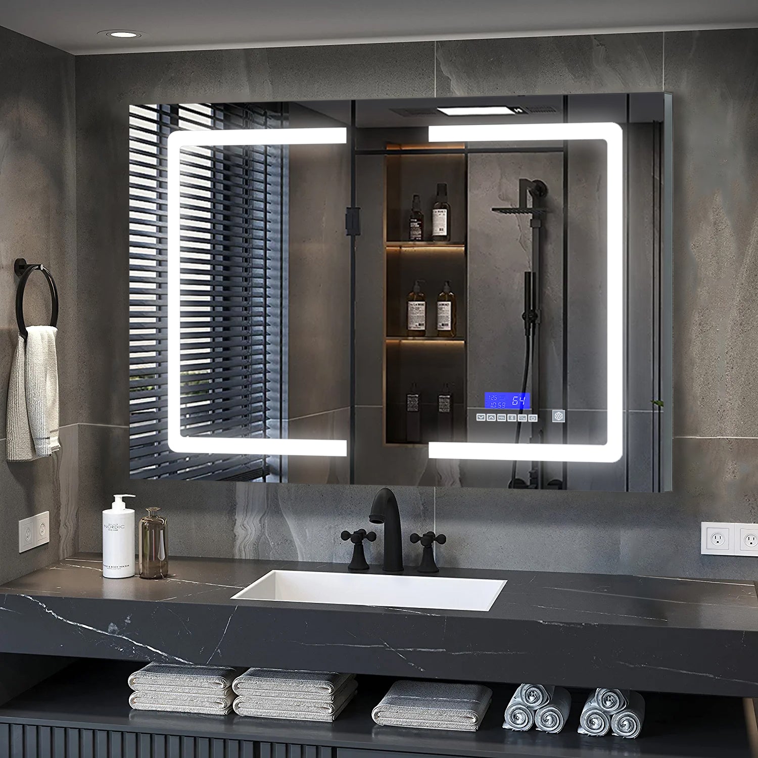 Lesina 40 in. W x 28 in. H Surface-Mount LED Mirror Medicine Cabinet with Defogger