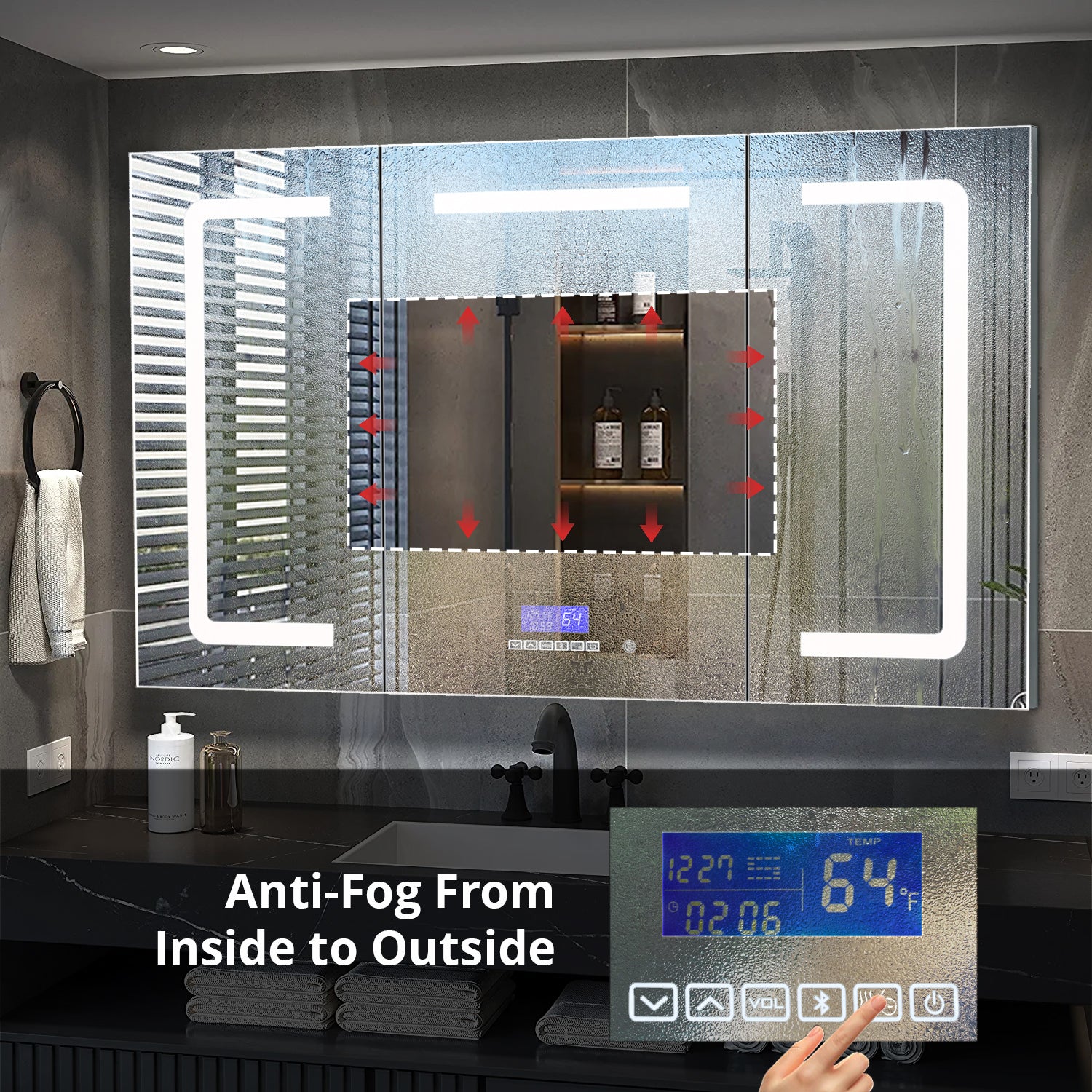 Lesina 60 in. W x 32 in. H Surface-Mount LED Mirror Medicine Cabinet with Defogger