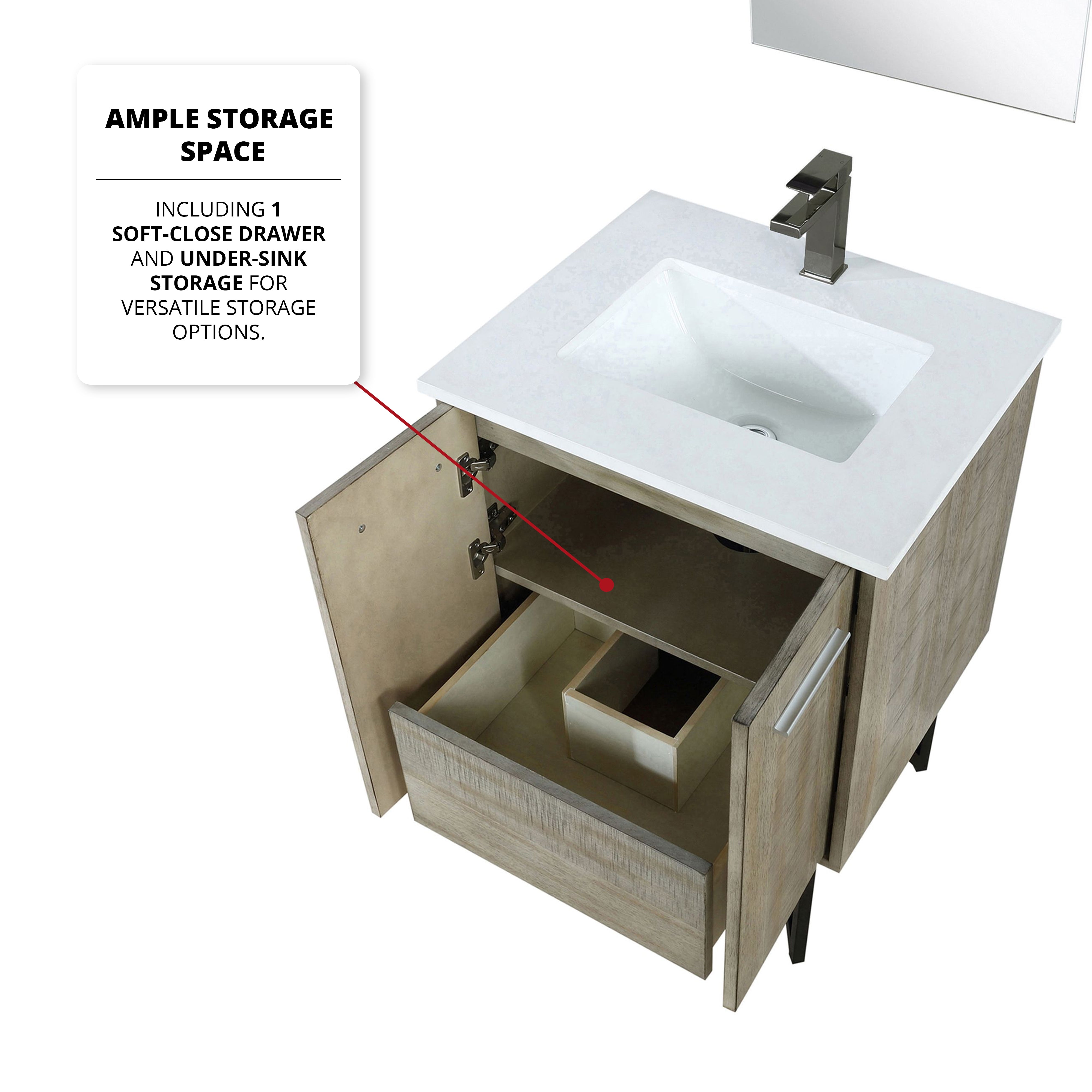 Lancy 24 in W x 20 in D Rustic Acacia Bath Vanity