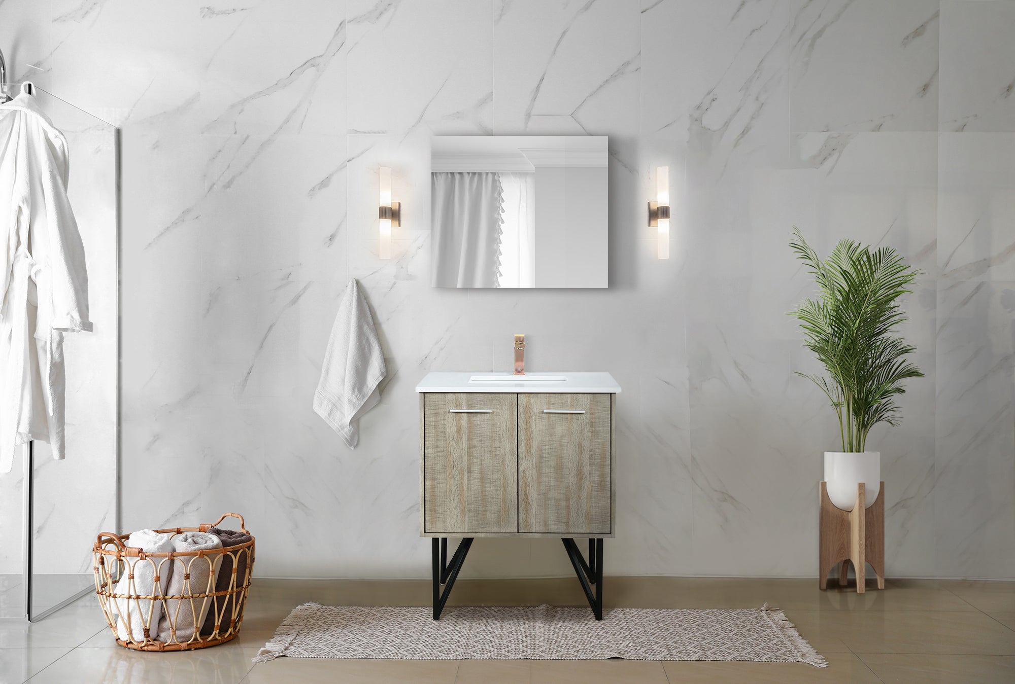 Lancy 30 in W x 20 in D Rustic Acacia Bath Vanity