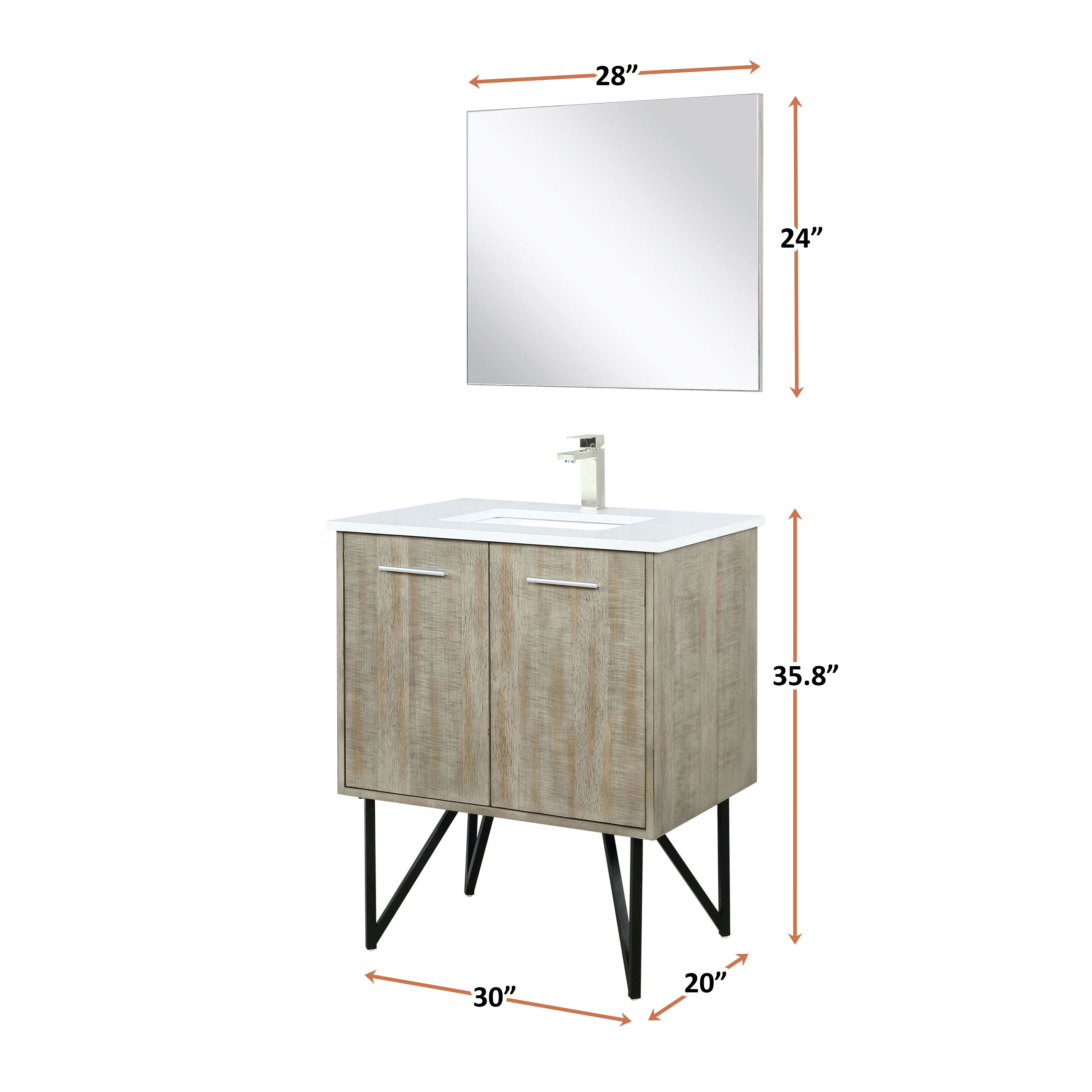 Lancy 30 in W x 20 in D Rustic Acacia Bath Vanity