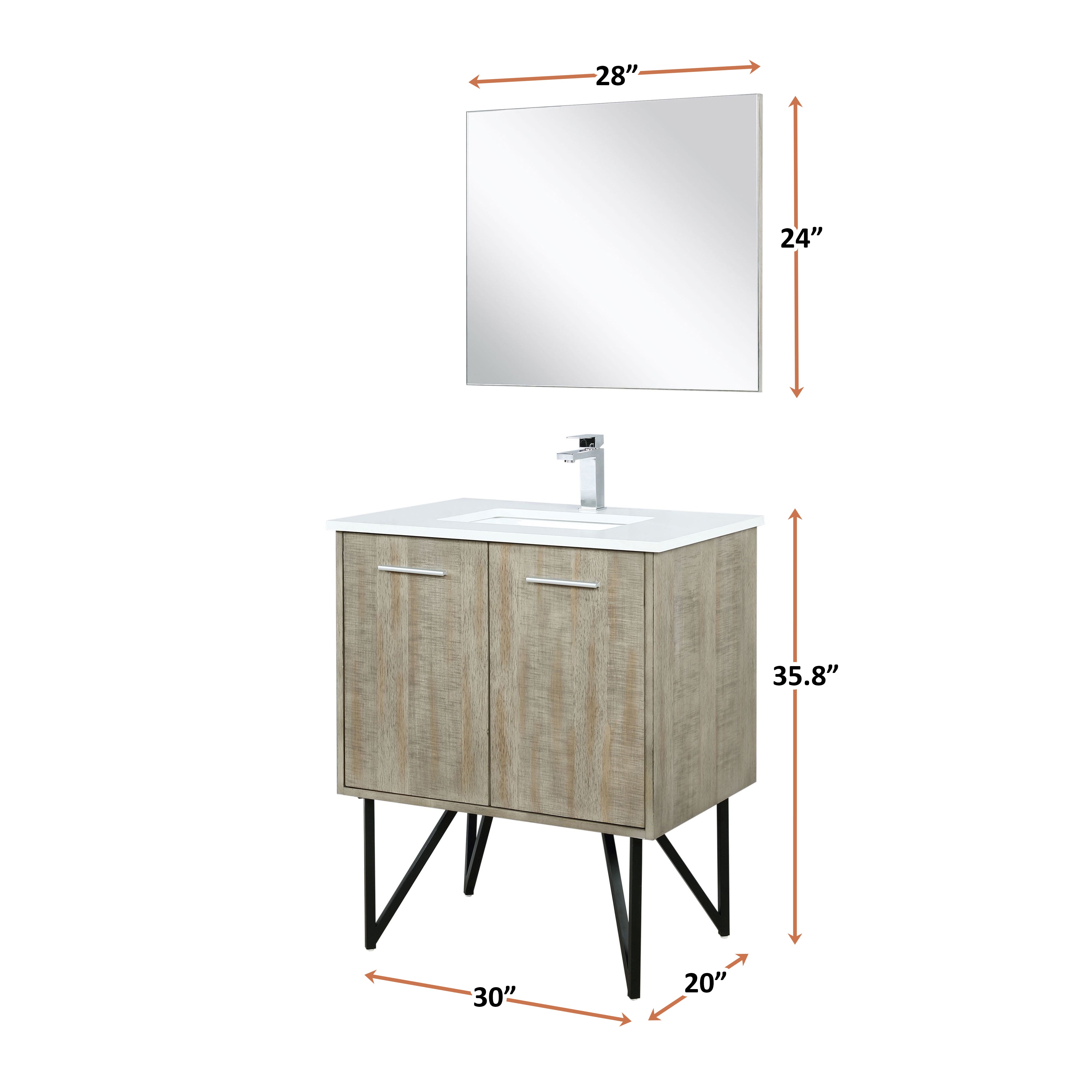 Lancy 30 in W x 20 in D Rustic Acacia Bath Vanity