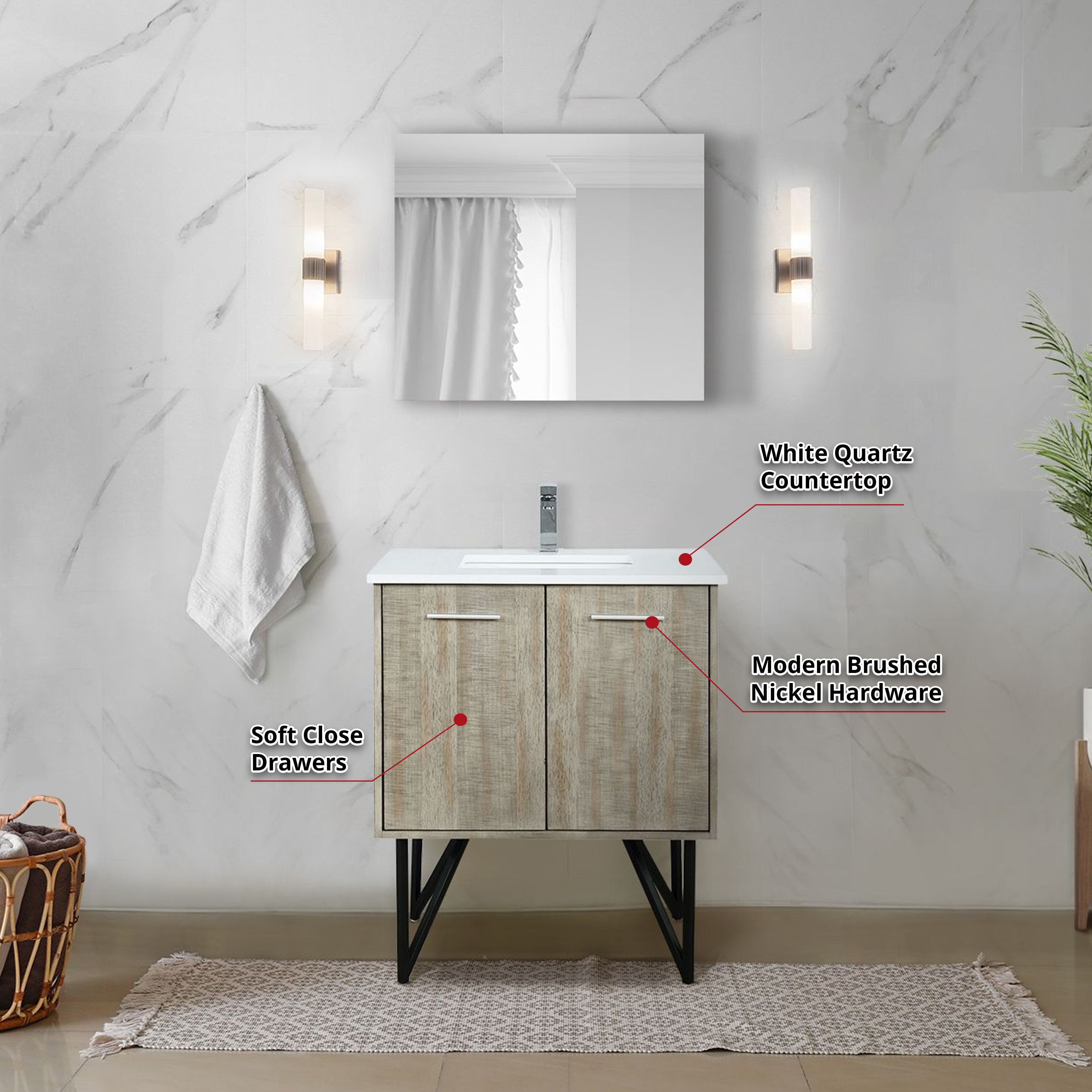 Lancy 30 in W x 20 in D Rustic Acacia Bath Vanity