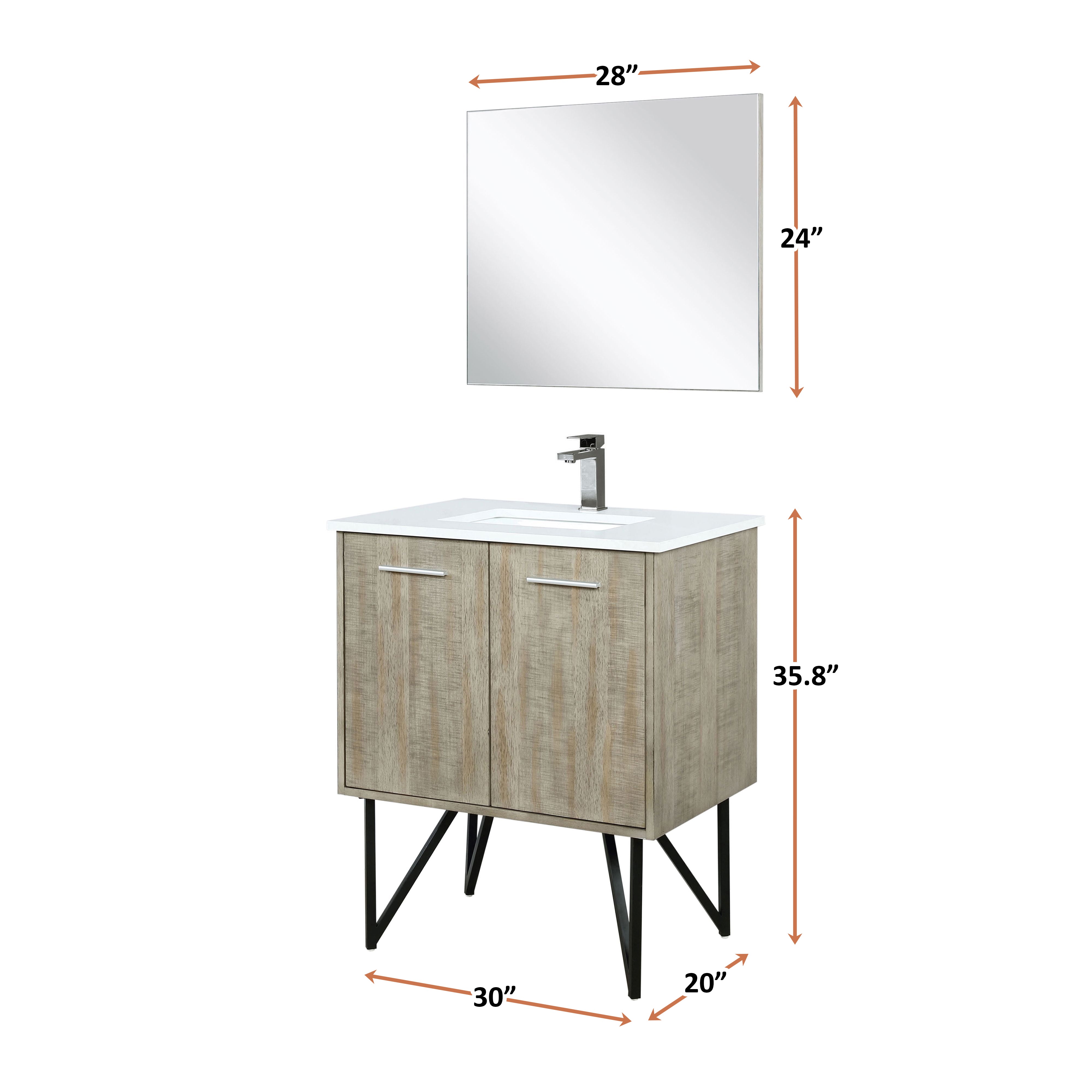 Lancy 30 in W x 20 in D Rustic Acacia Bath Vanity