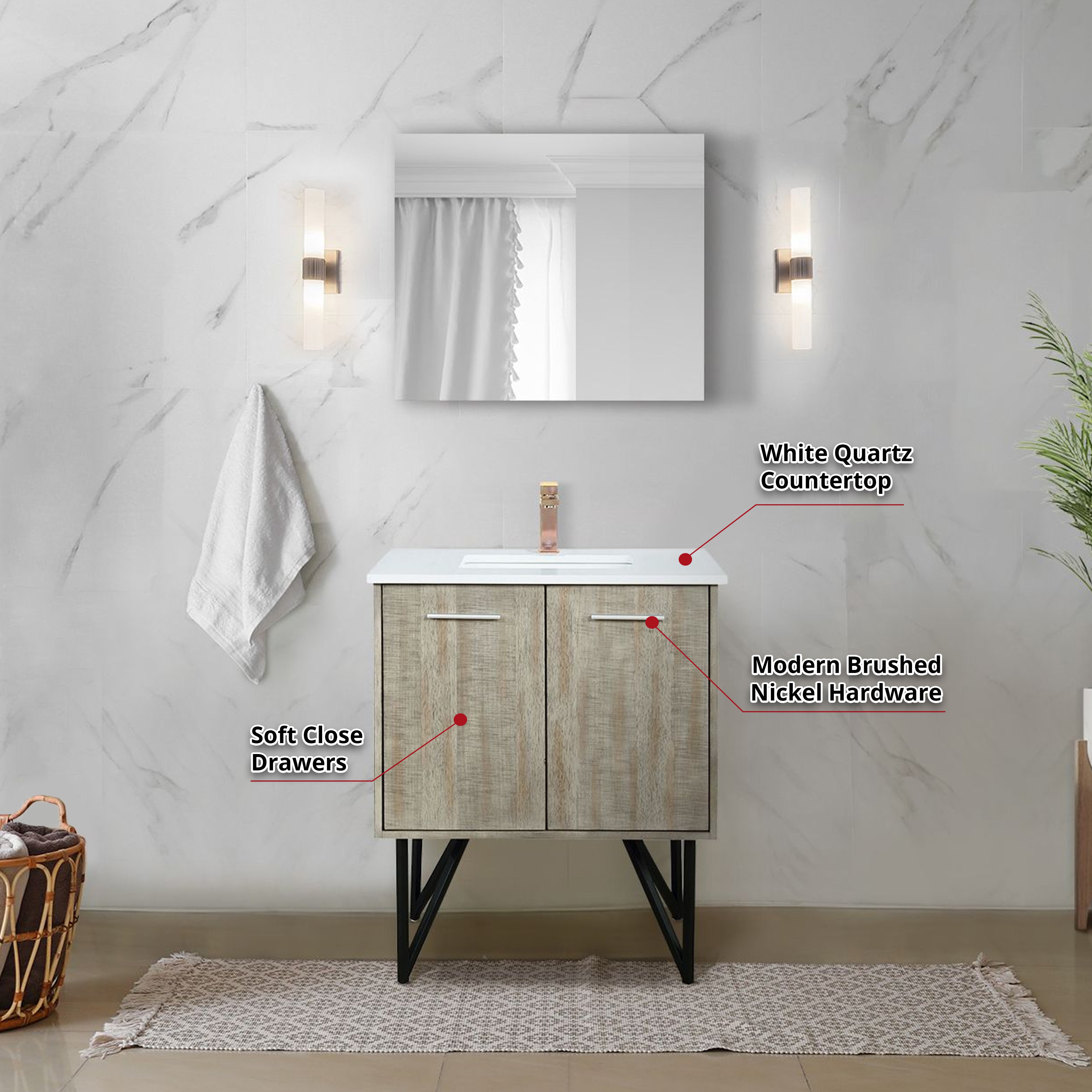 Lancy 30 in W x 20 in D Rustic Acacia Bath Vanity
