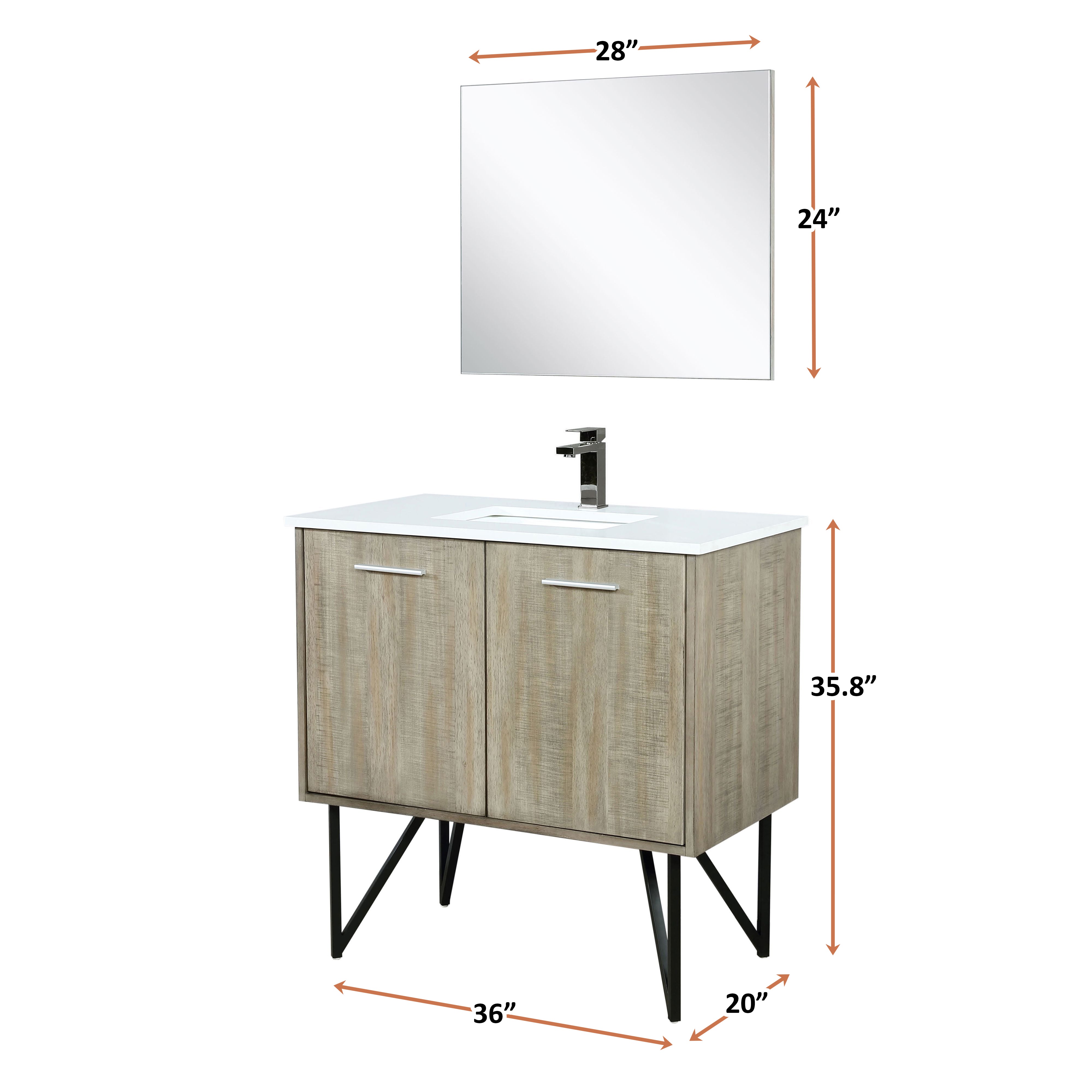 Lancy 36 in W x 20 in D Rustic Acacia Bath Vanity
