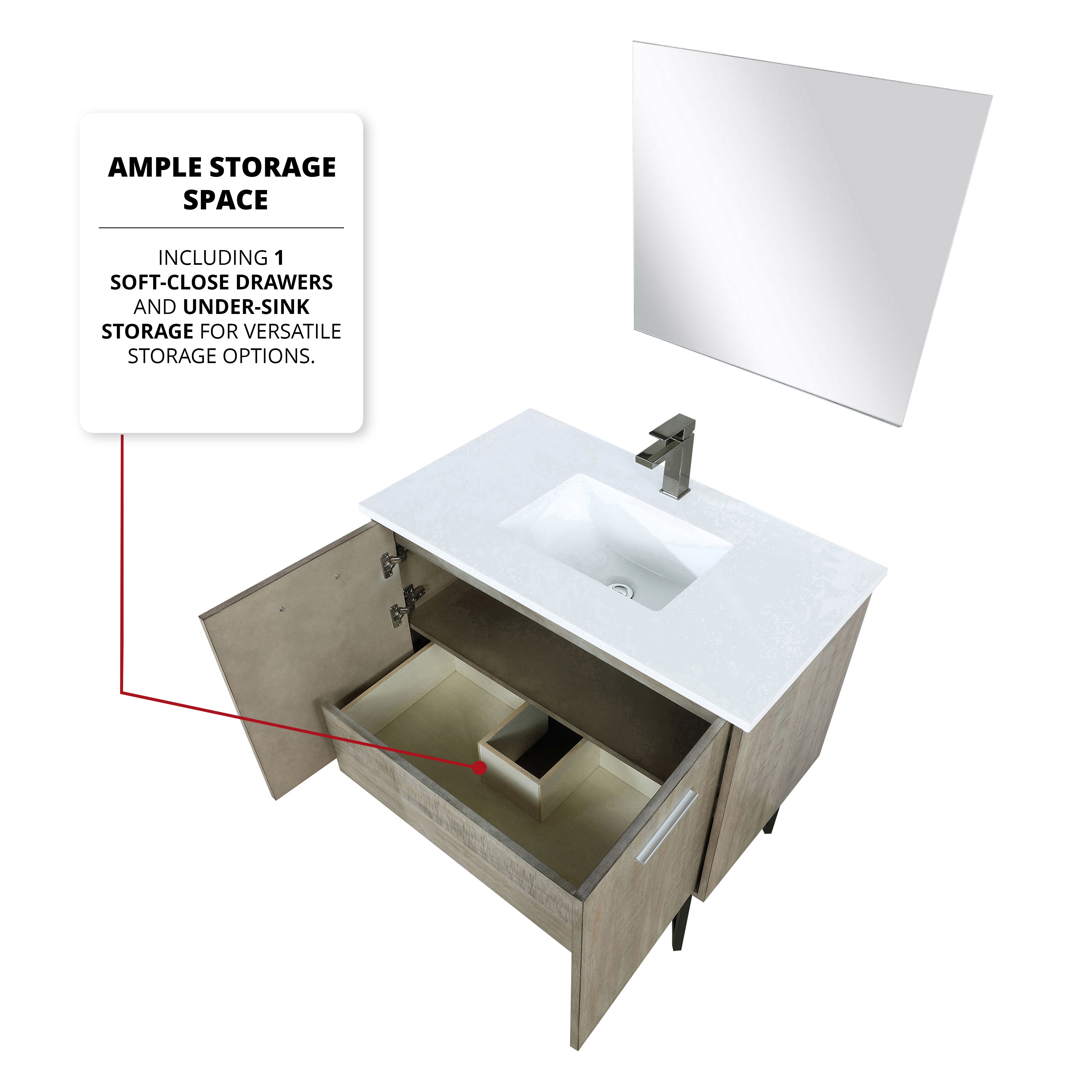 Lancy 36 in W x 20 in D Rustic Acacia Bath Vanity