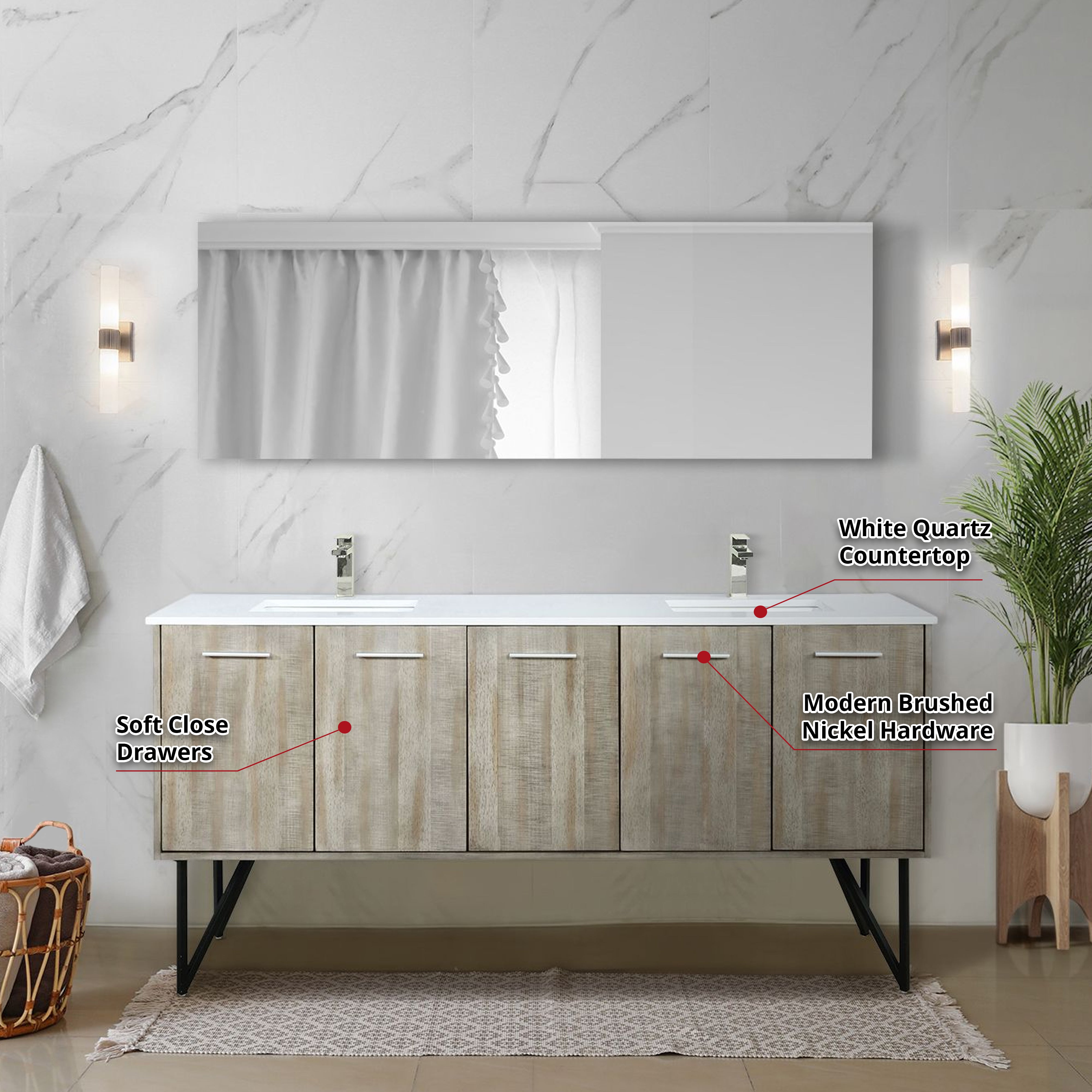 Lancy 72 in W x 20 in D Rustic Acacia Double Bath Vanity