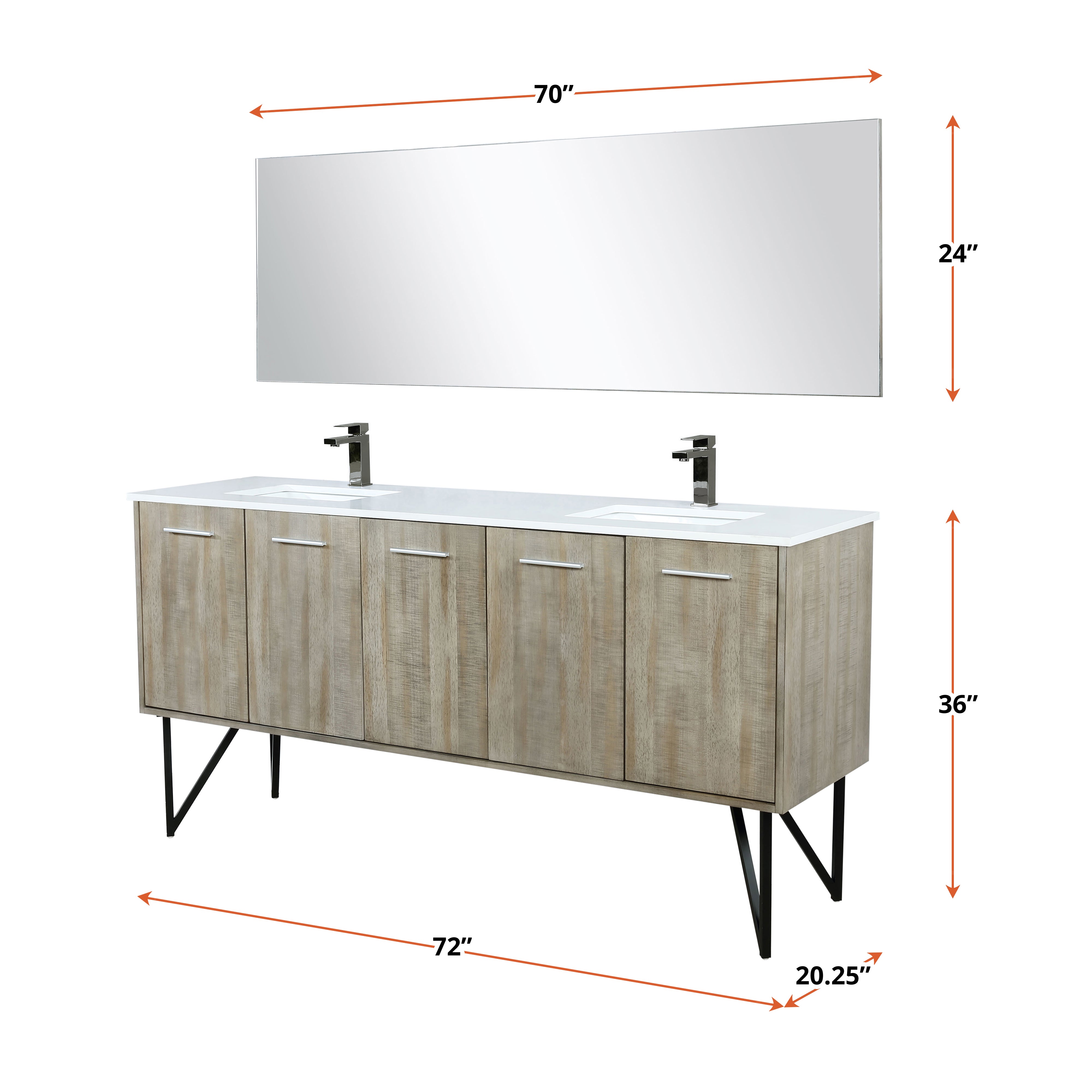 Lancy 72 in W x 20 in D Rustic Acacia Double Bath Vanity