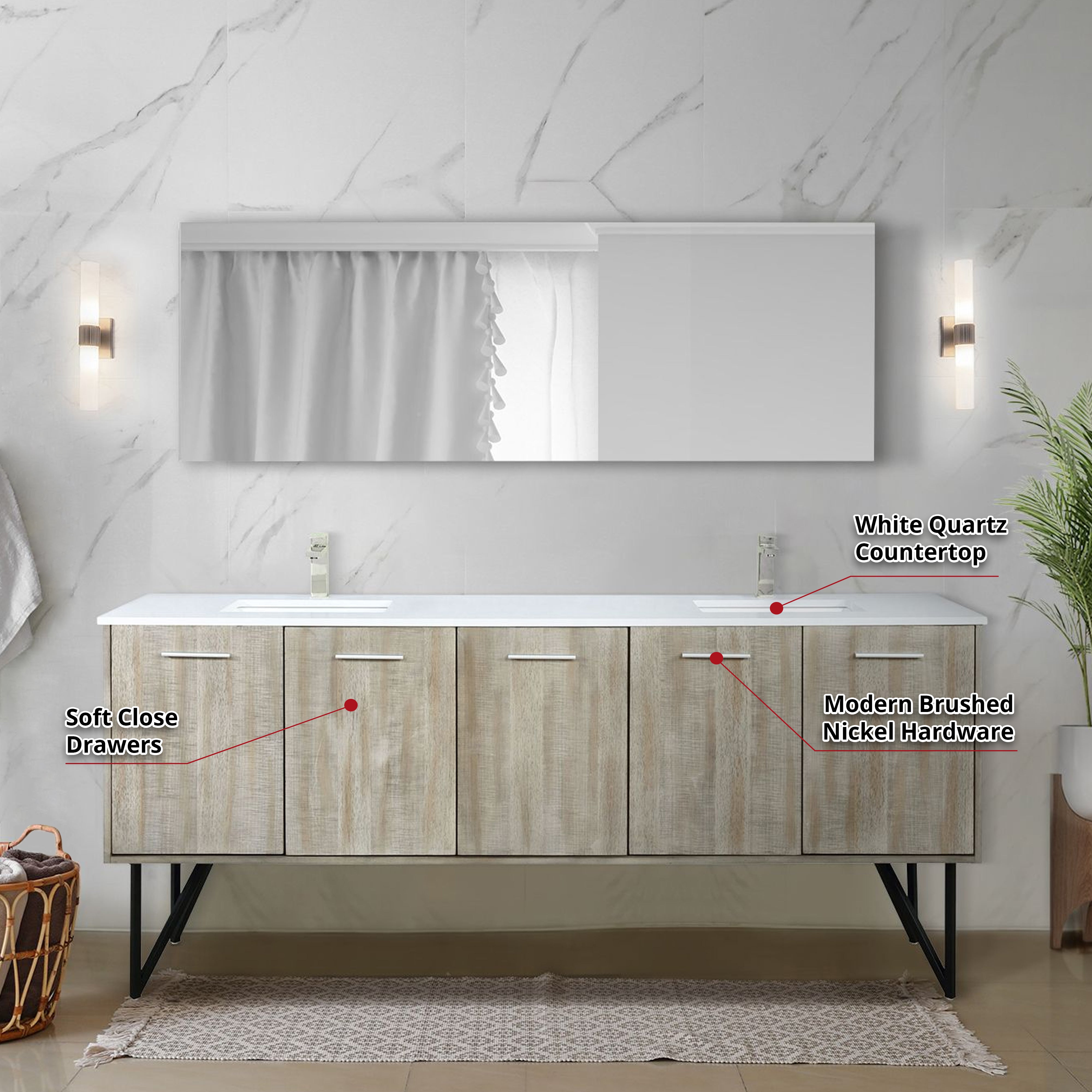 Lancy 80 in W x 20 in D Rustic Acacia Double Bath Vanity