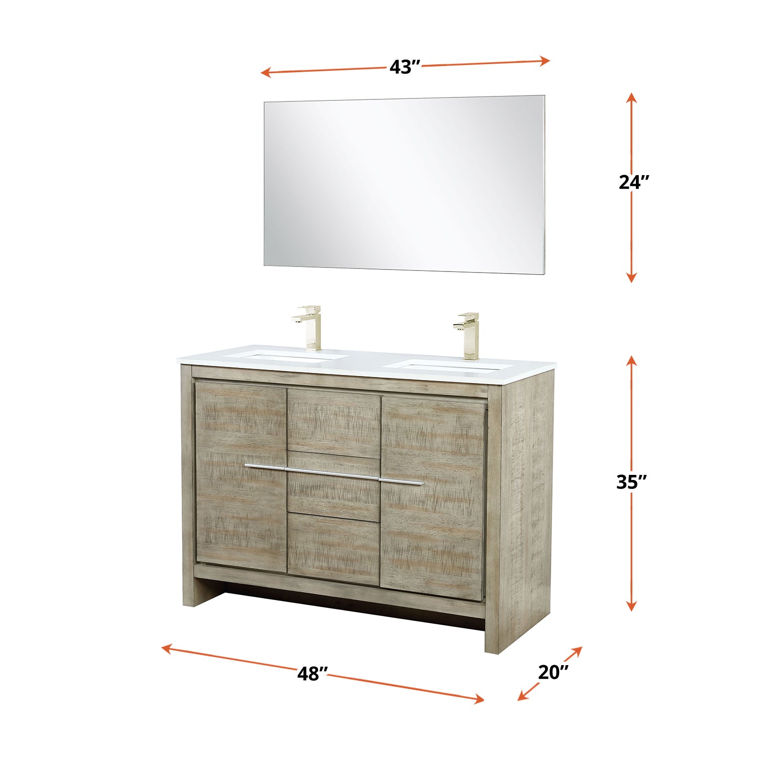 Lafarre 48 in W x 20 in D Rustic Acacia Double Bath Vanity