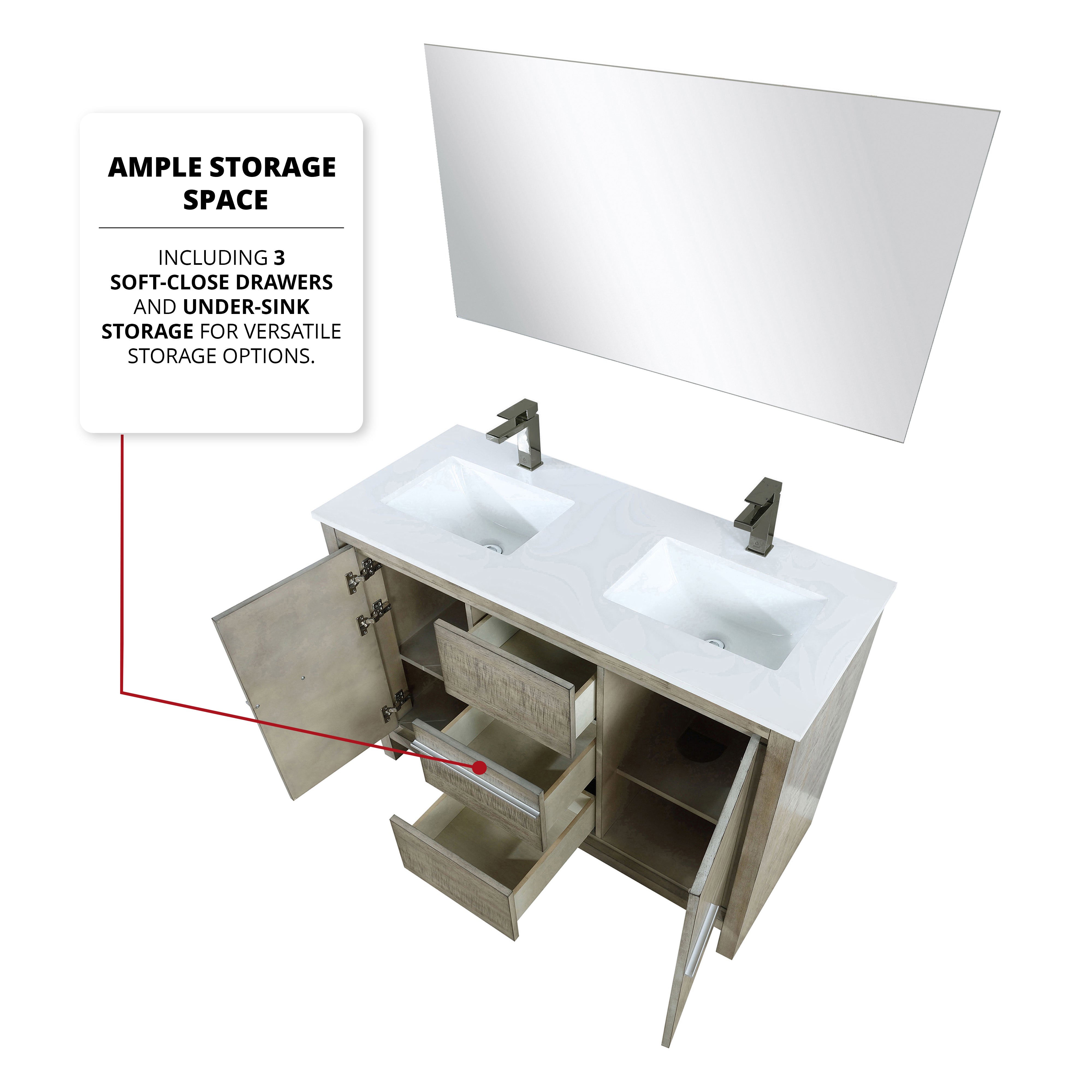 Lafarre 48 in W x 20 in D Rustic Acacia Double Bath Vanity