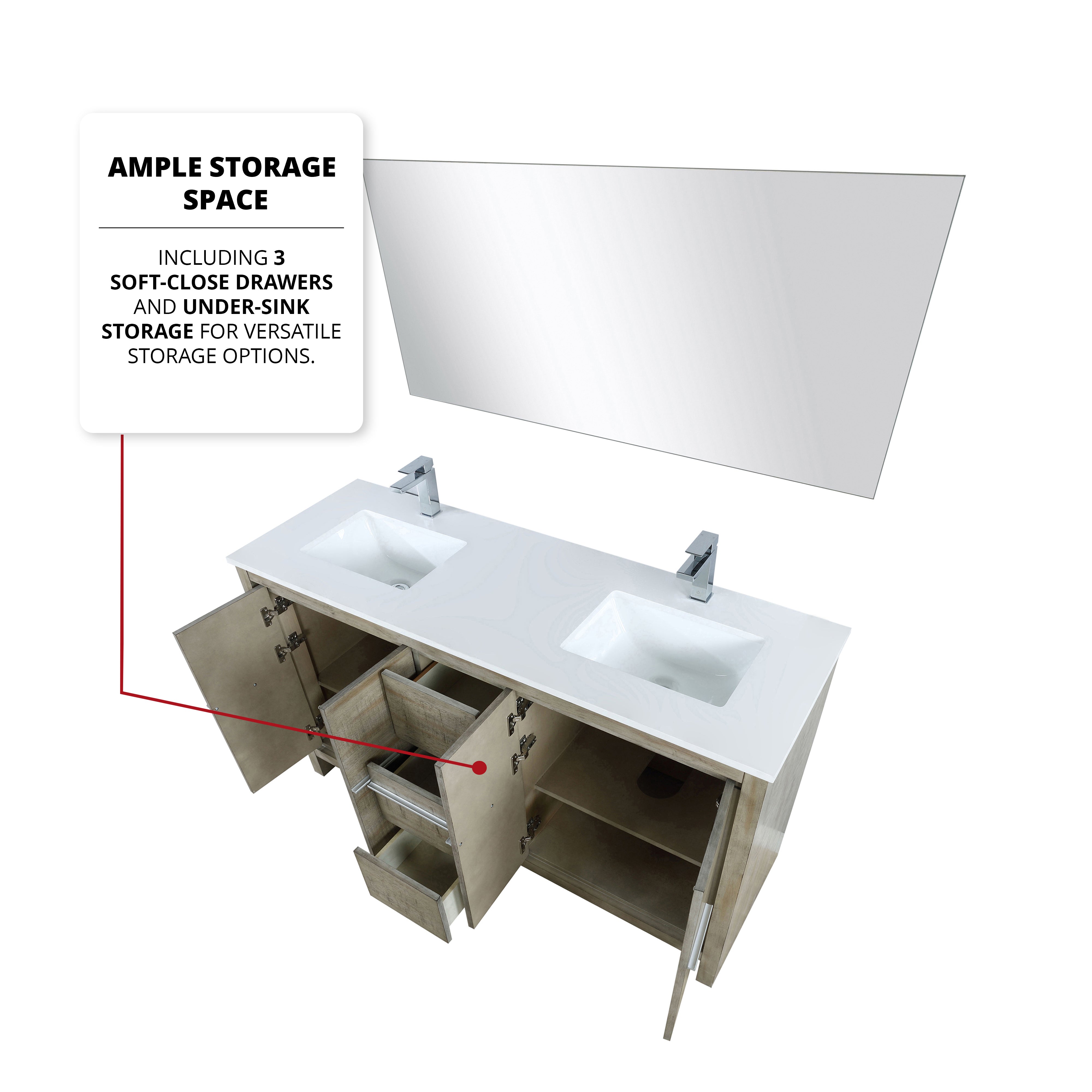 Lafarre 60 in W x 20 in D Rustic Acacia Double Bath Vanity