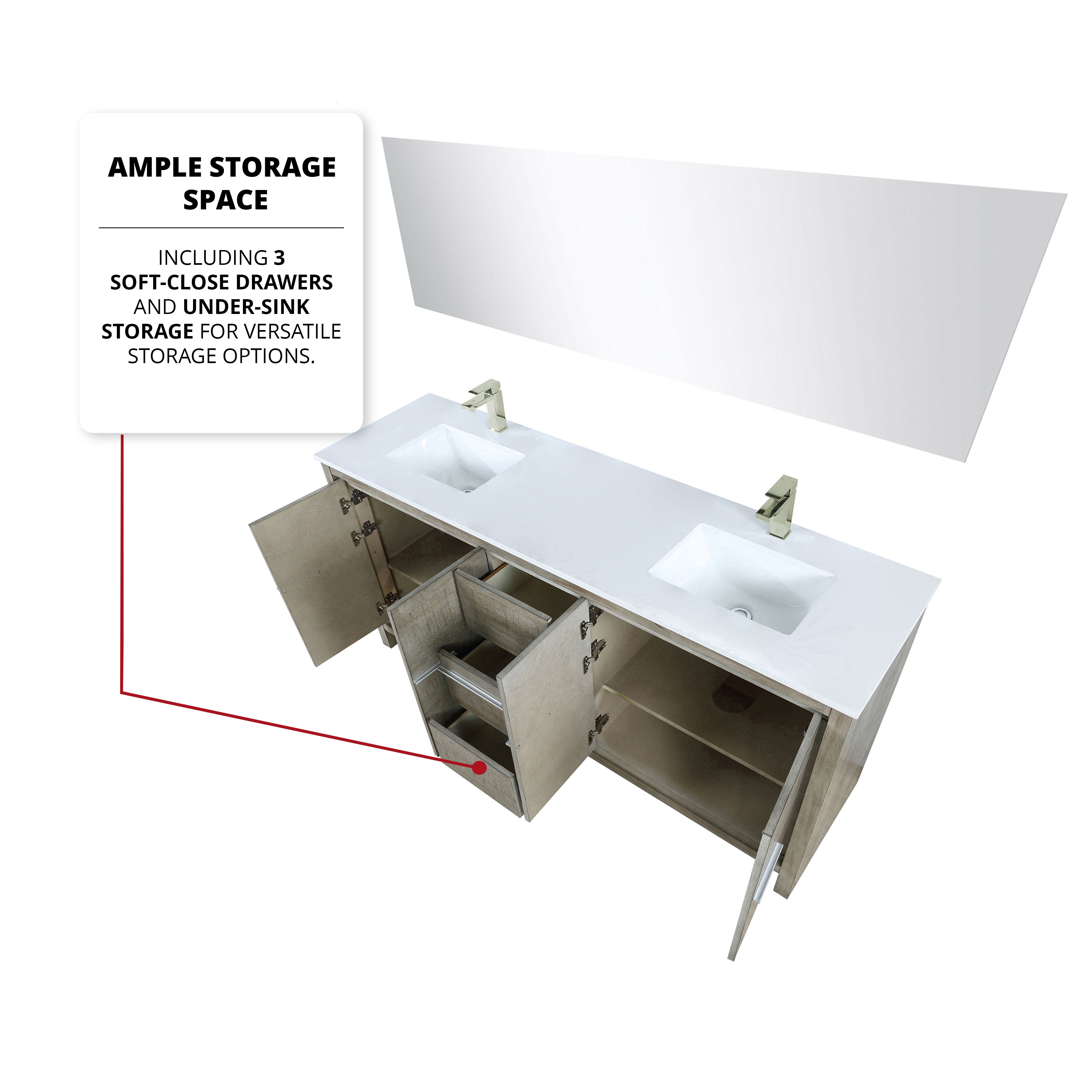 Lafarre 72 in W x 20 in D Rustic Acacia Double Bath Vanity
