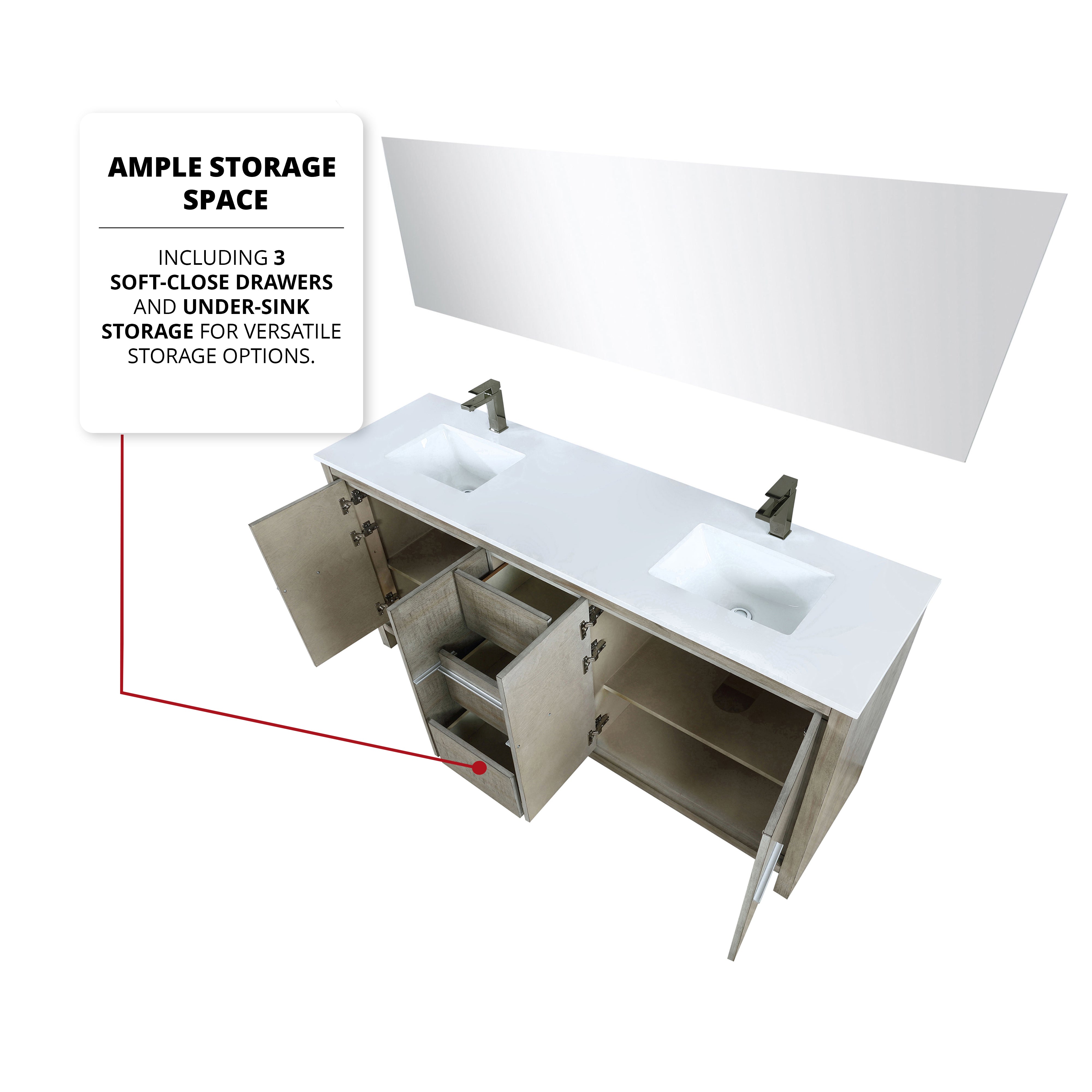 Lafarre 72 in W x 20 in D Rustic Acacia Double Bath Vanity