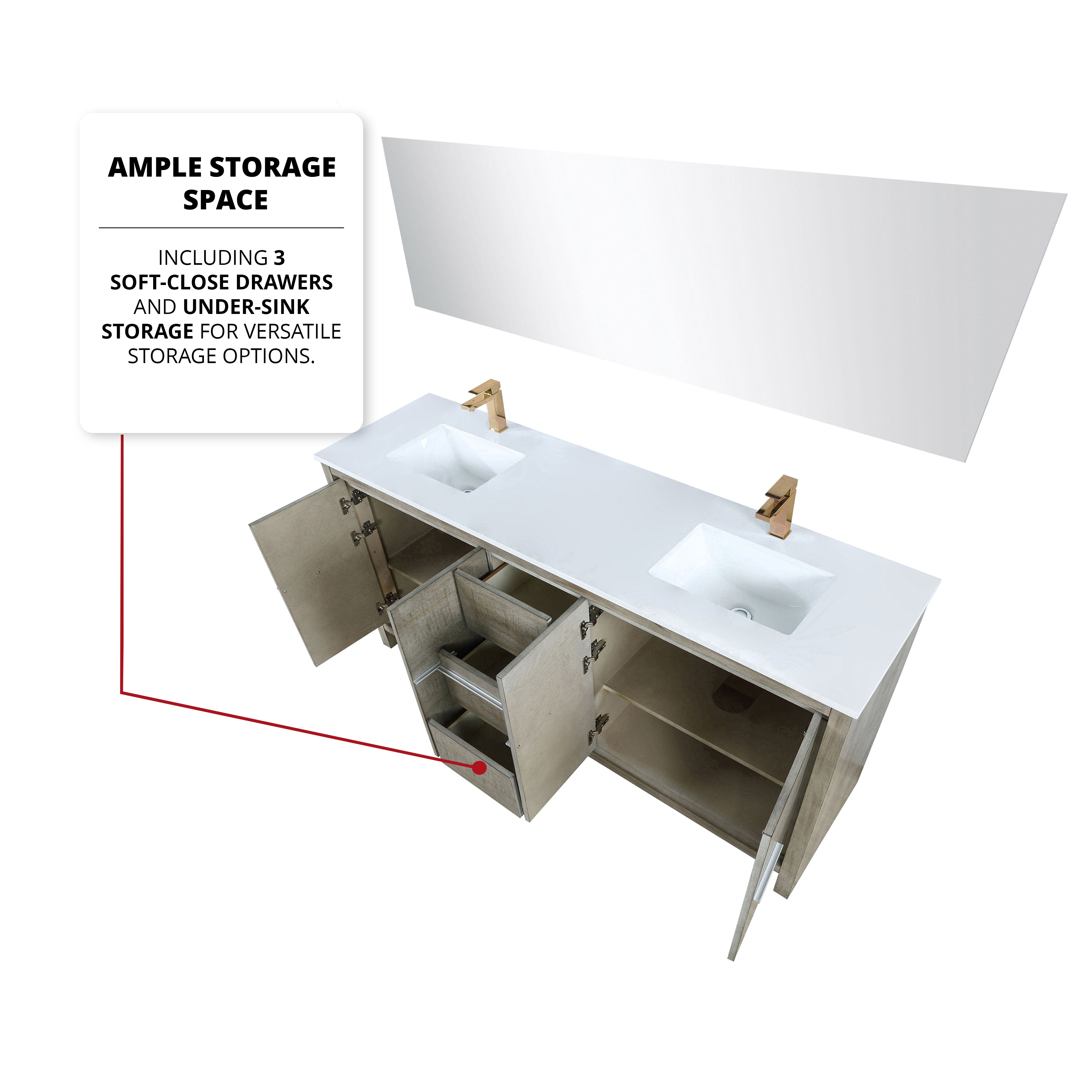 Lafarre 72 in W x 20 in D Rustic Acacia Double Bath Vanity