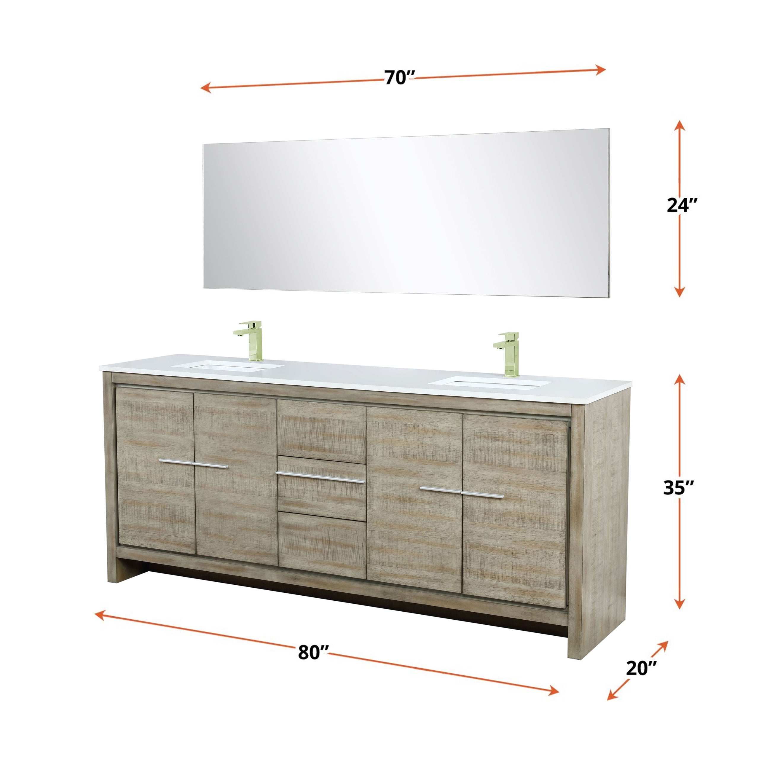 Lafarre 80 in W x 20 in D Rustic Acacia Double Bath Vanity