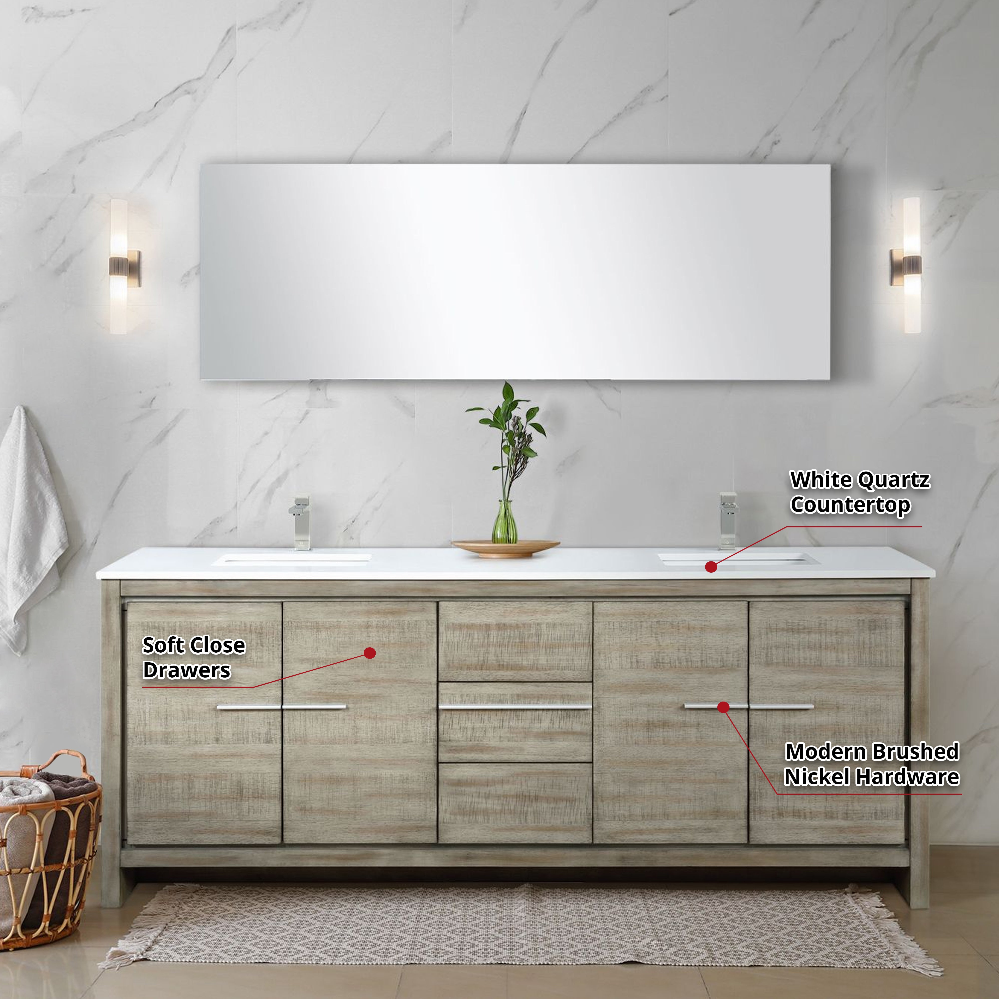 Lafarre 80 in W x 20 in D Rustic Acacia Double Bath Vanity