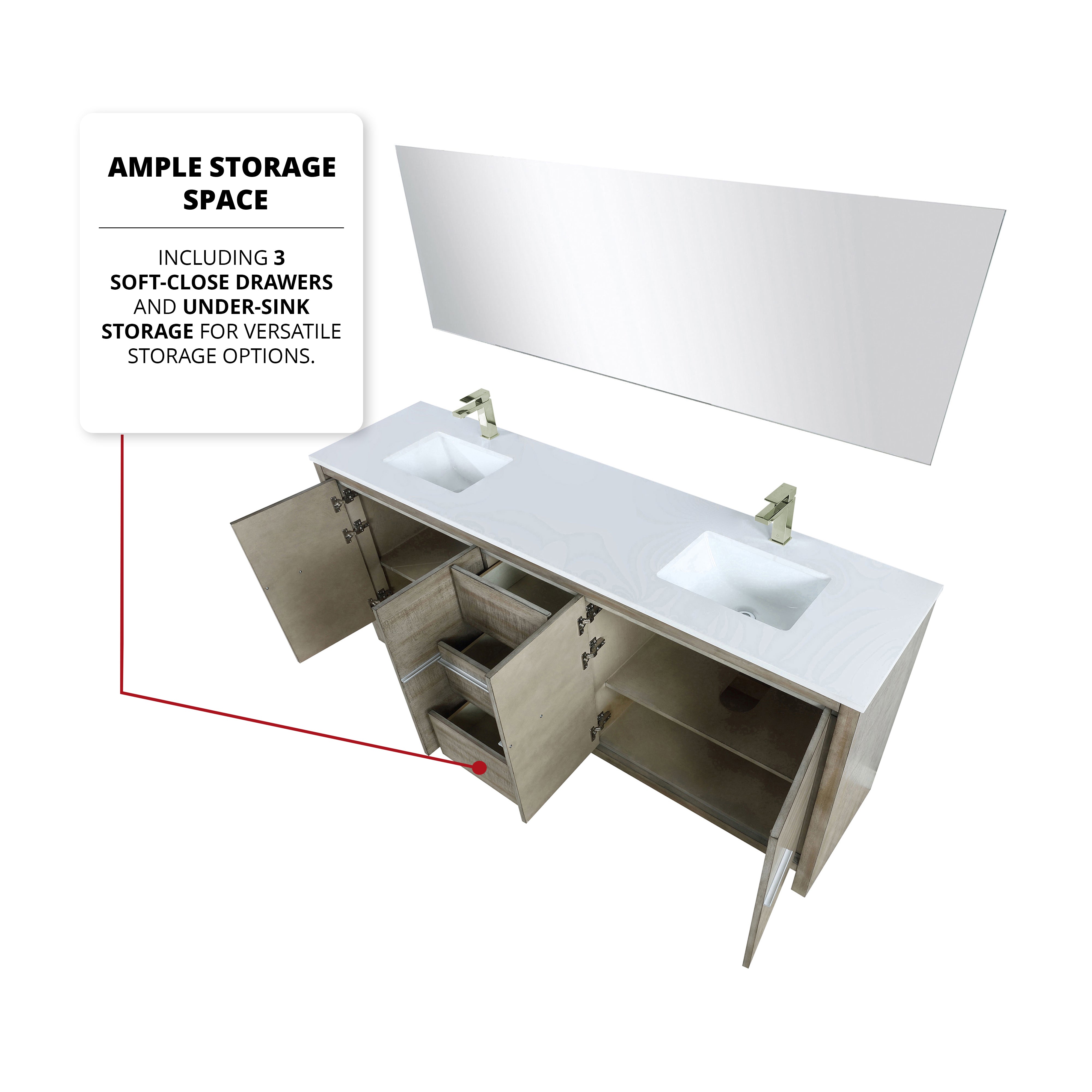 Lafarre 80 in W x 20 in D Rustic Acacia Double Bath Vanity