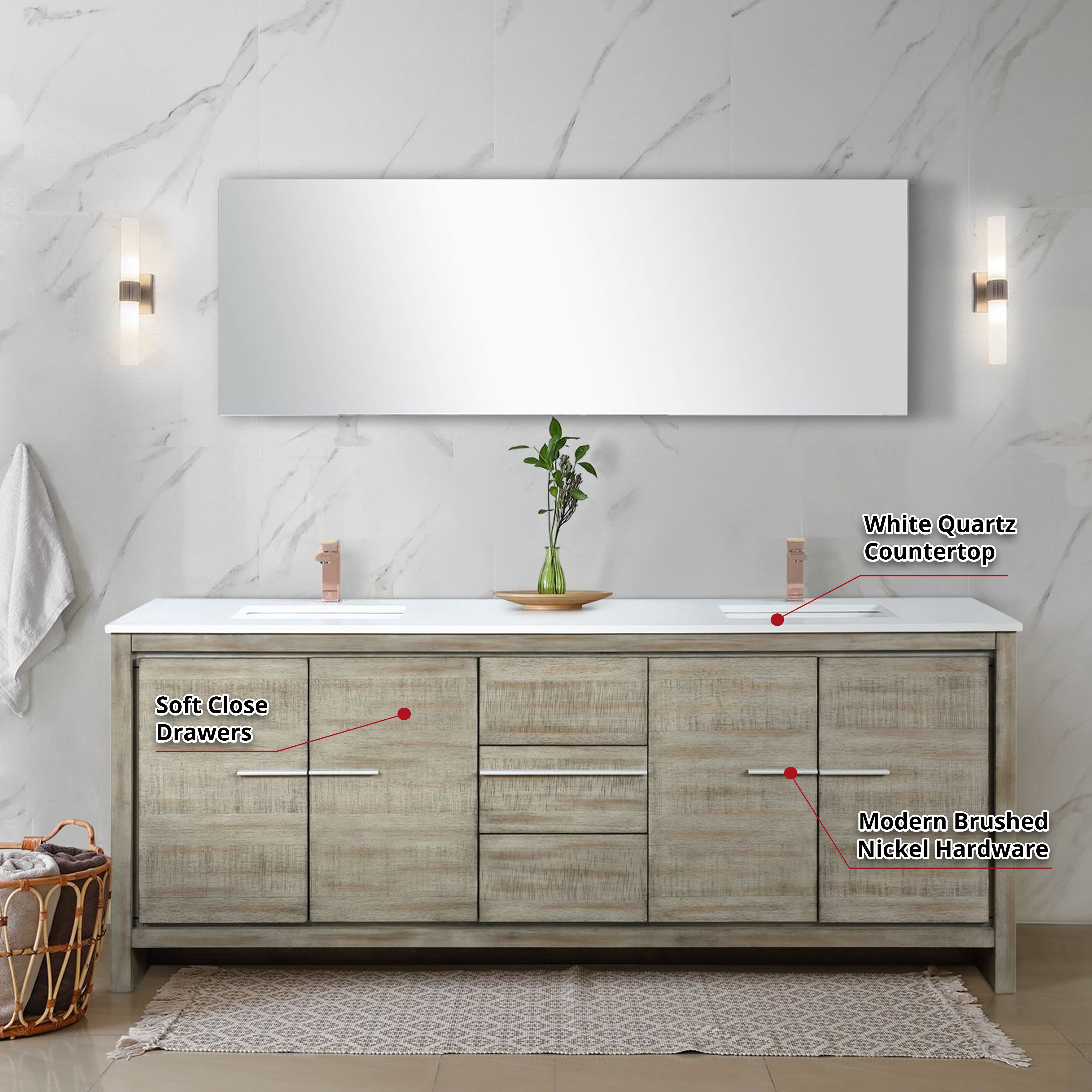 Lafarre 80 in W x 20 in D Rustic Acacia Double Bath Vanity