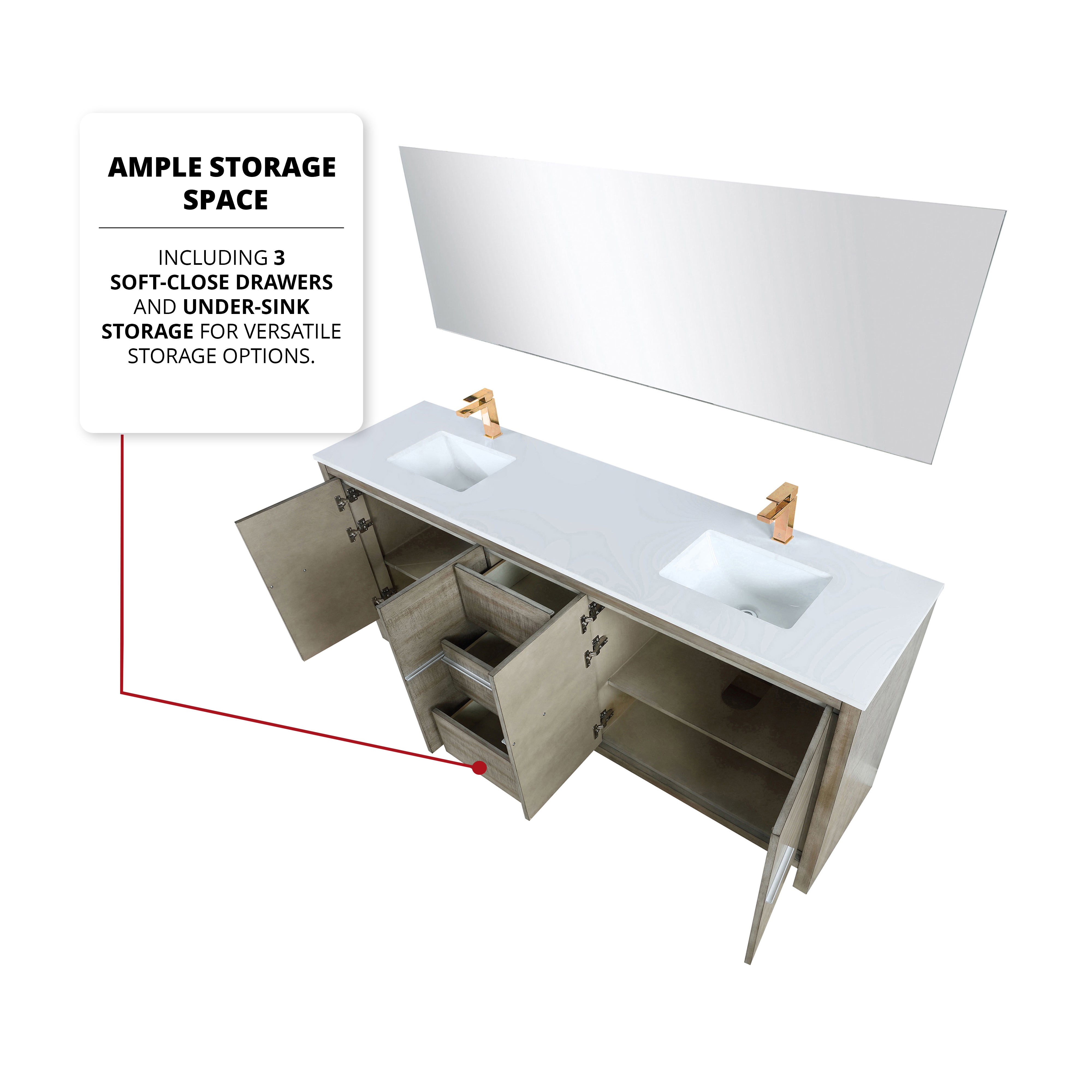 Lafarre 80 in W x 20 in D Rustic Acacia Double Bath Vanity