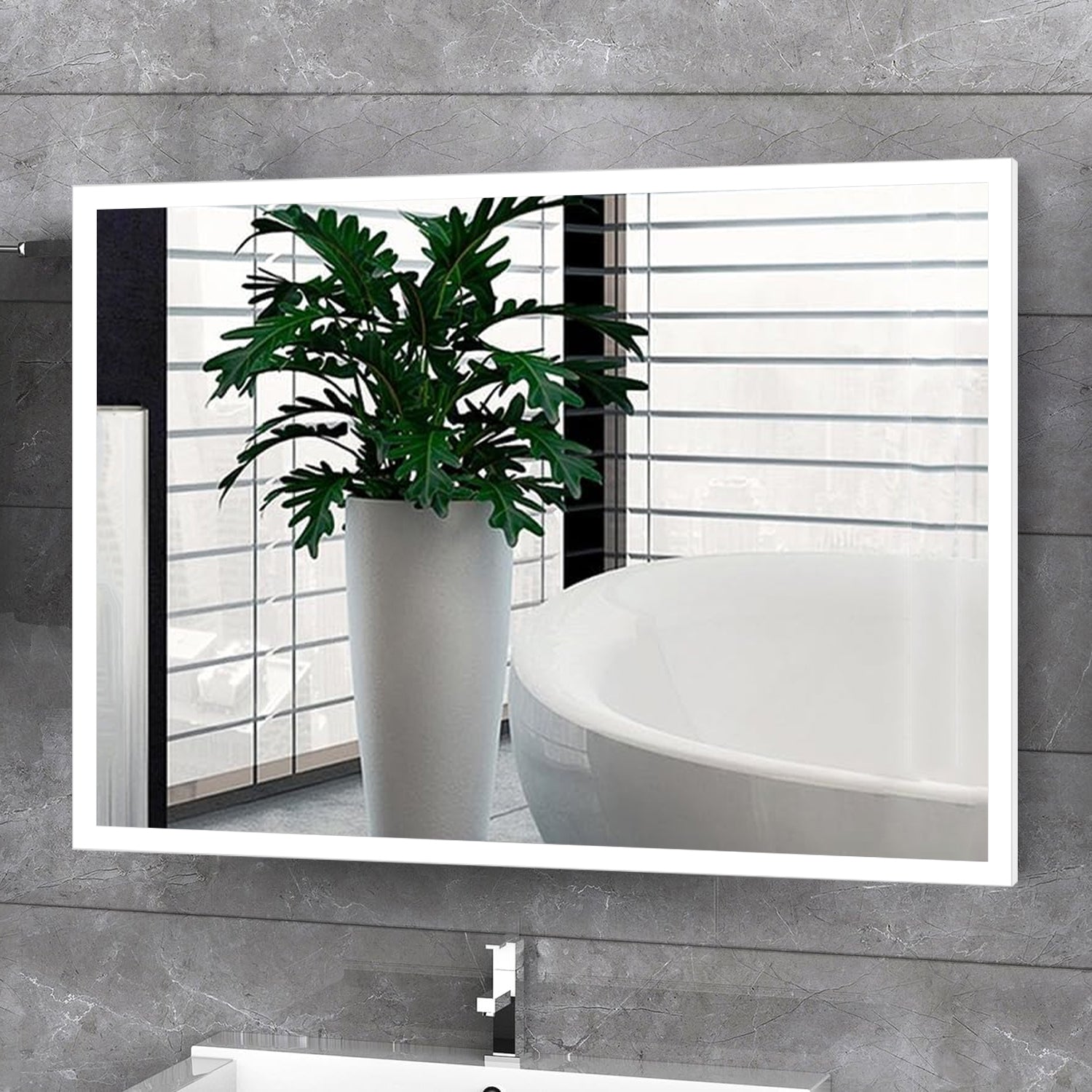 Aurorium 36 in. W x 28 in. H LED Bathroom Vanity Mirror