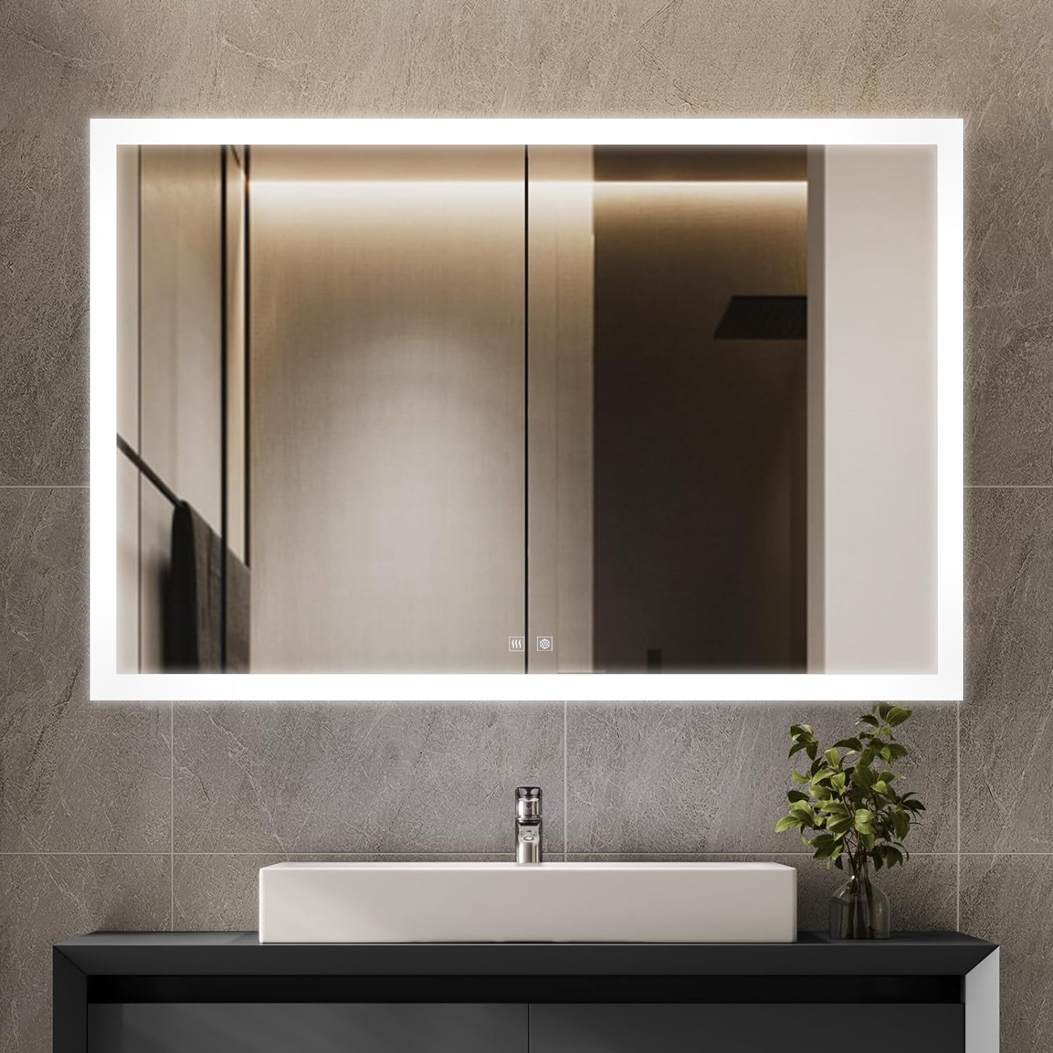 Aurorium 48" x 32" LED Bathroom Vanity Mirror with Defogger – LLMAU4832