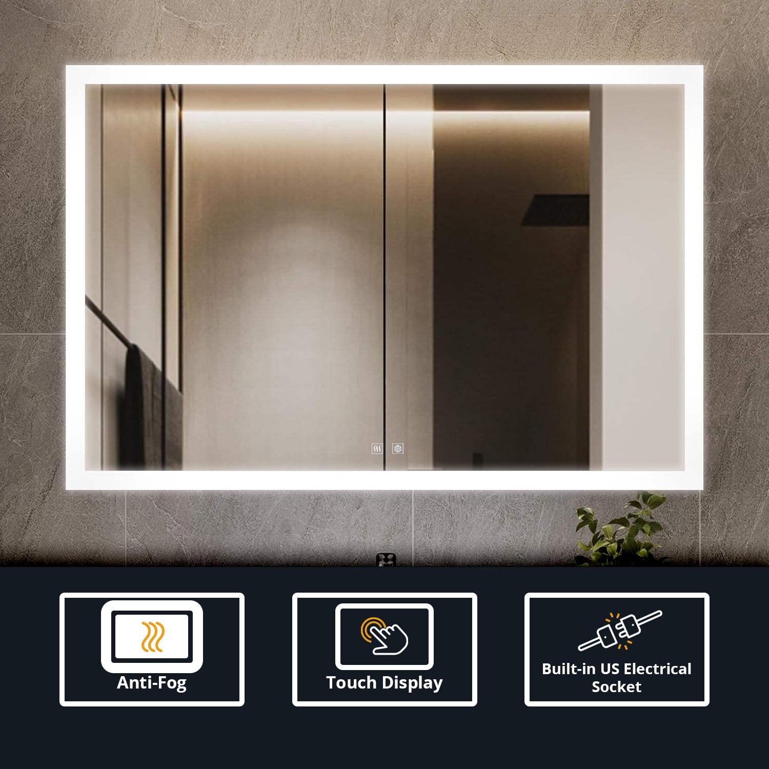 Aurorium 48" x 32" LED Bathroom Vanity Mirror with Defogger – LLMAU4832
