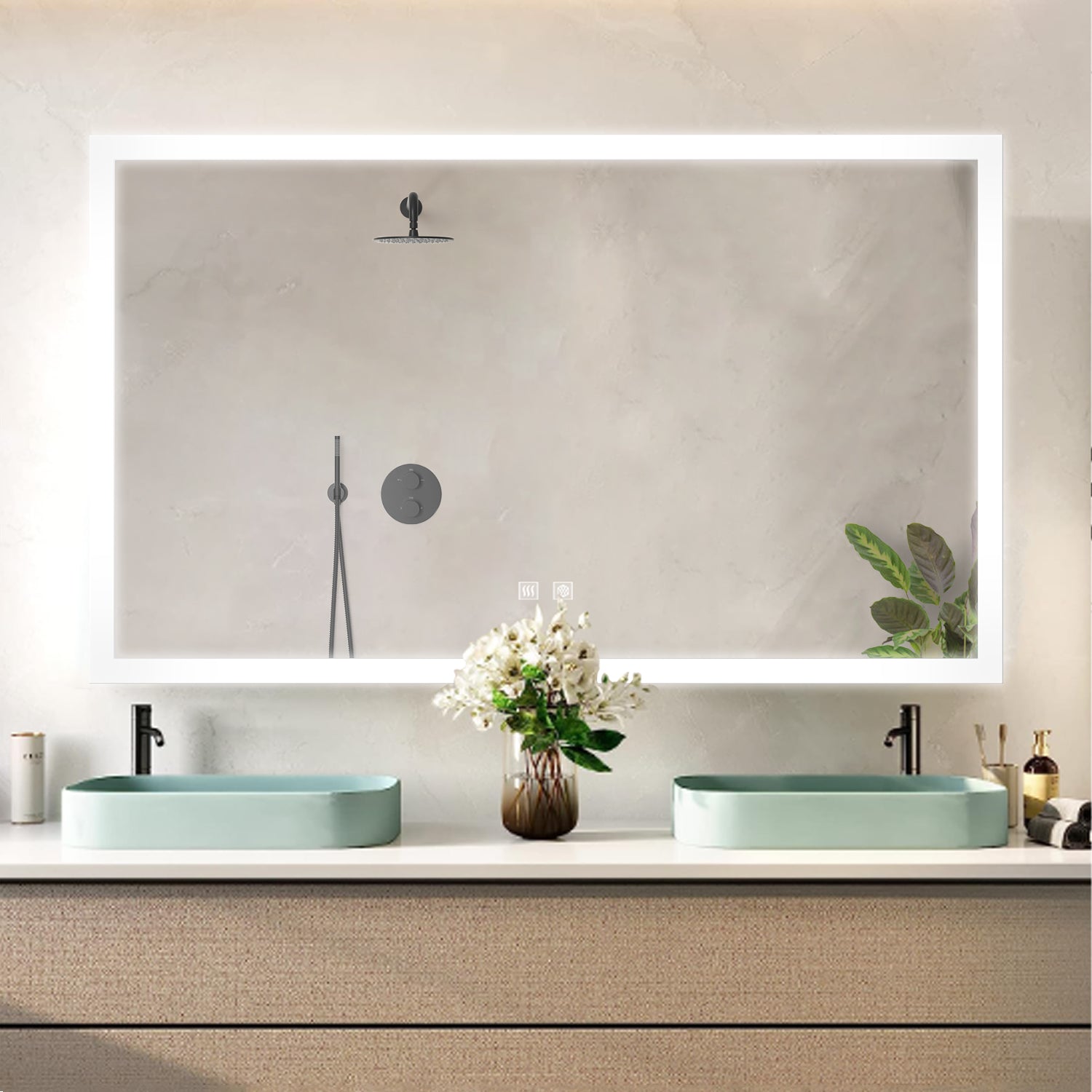 Aurorium 60 in. W x 32 in. H LED Bathroom Vanity Mirror