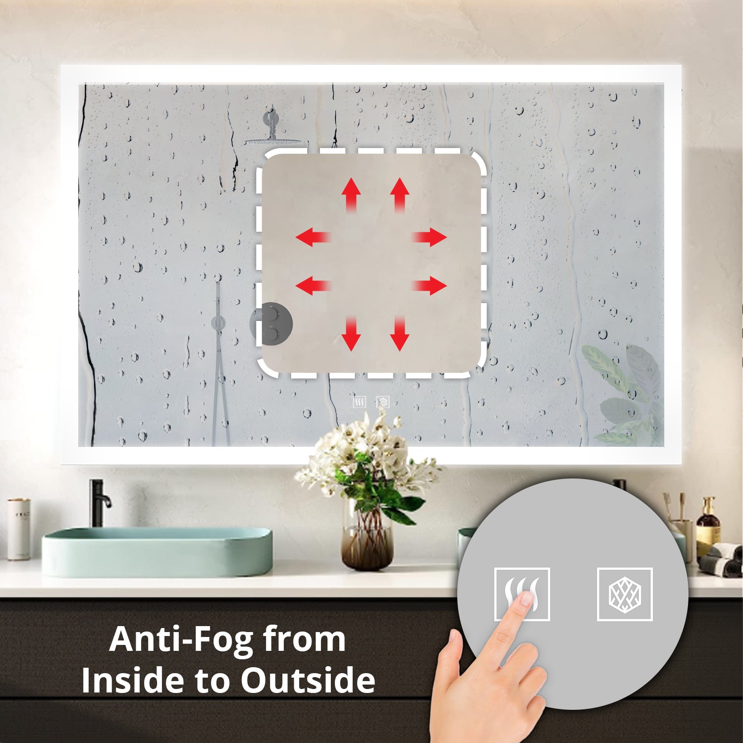 Aurorium 60 in. W x 32 in. H LED Bathroom Vanity Mirror