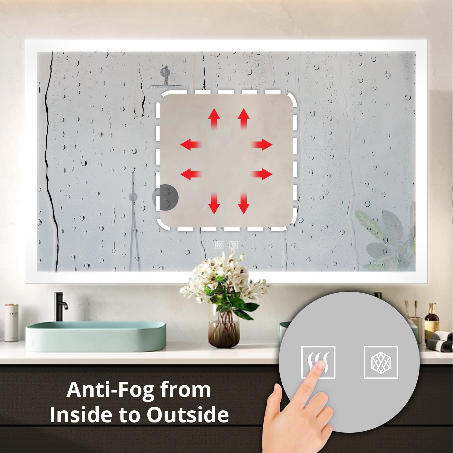 Aurorium 72 in. W x 36 in. H LED Bathroom Vanity Mirror